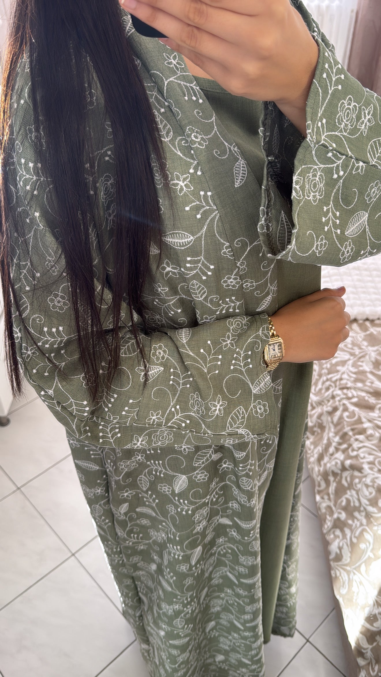 Ensemble kimono deux pièces vert