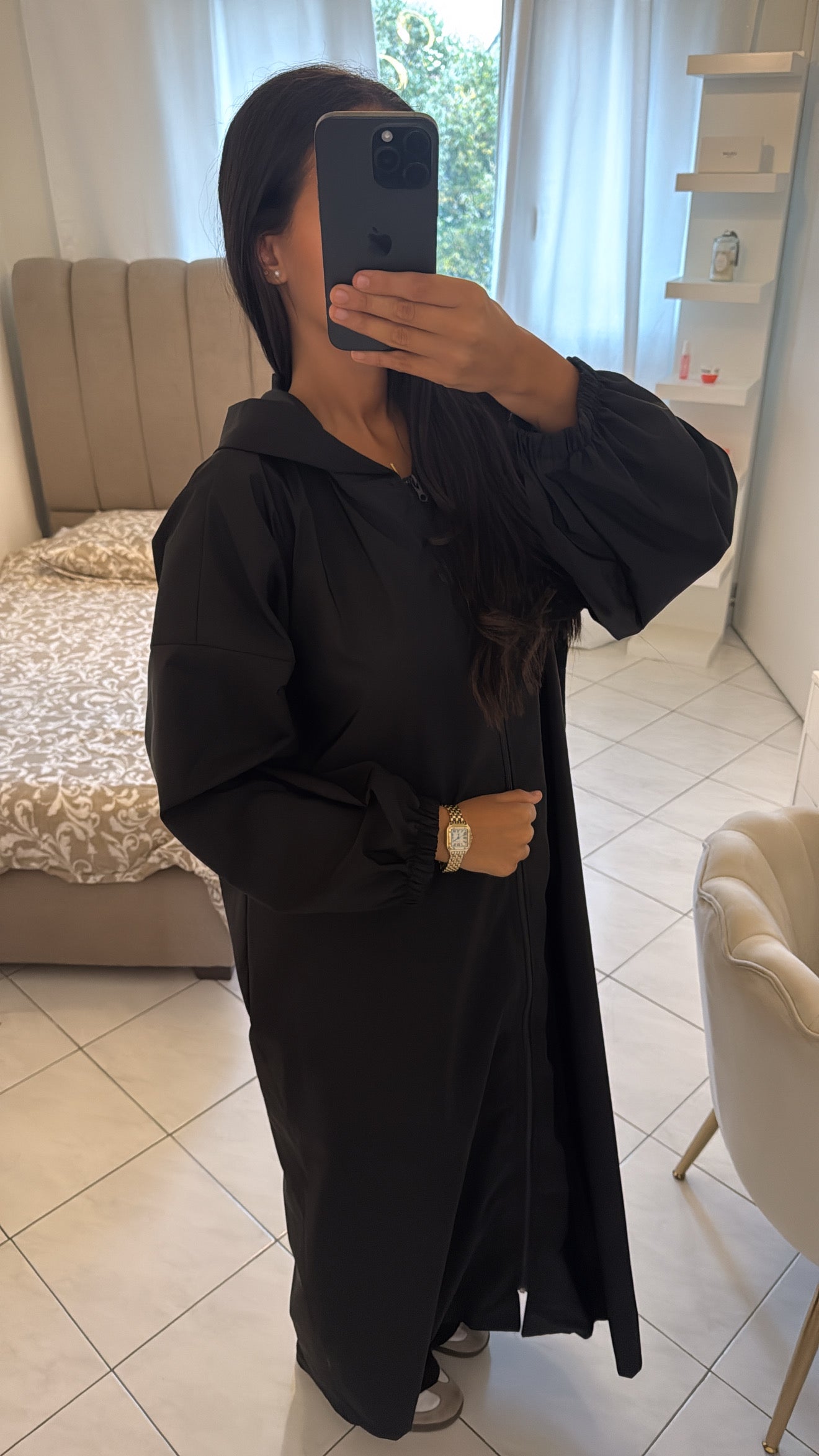 Veste imperméable à capuche noir