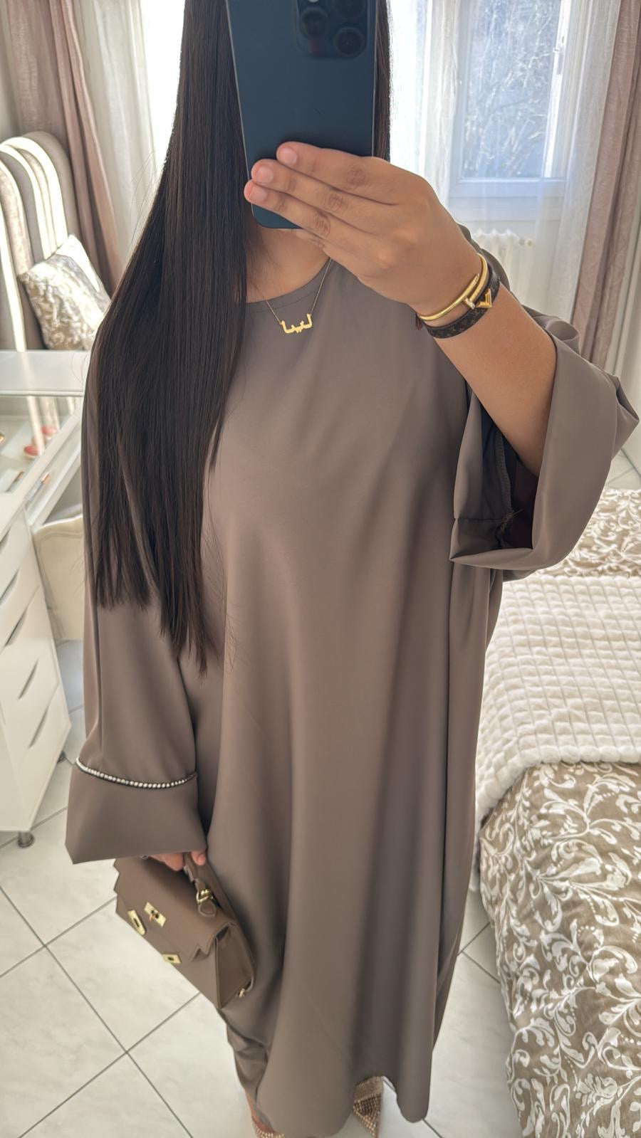 Abaya nesma taupe
