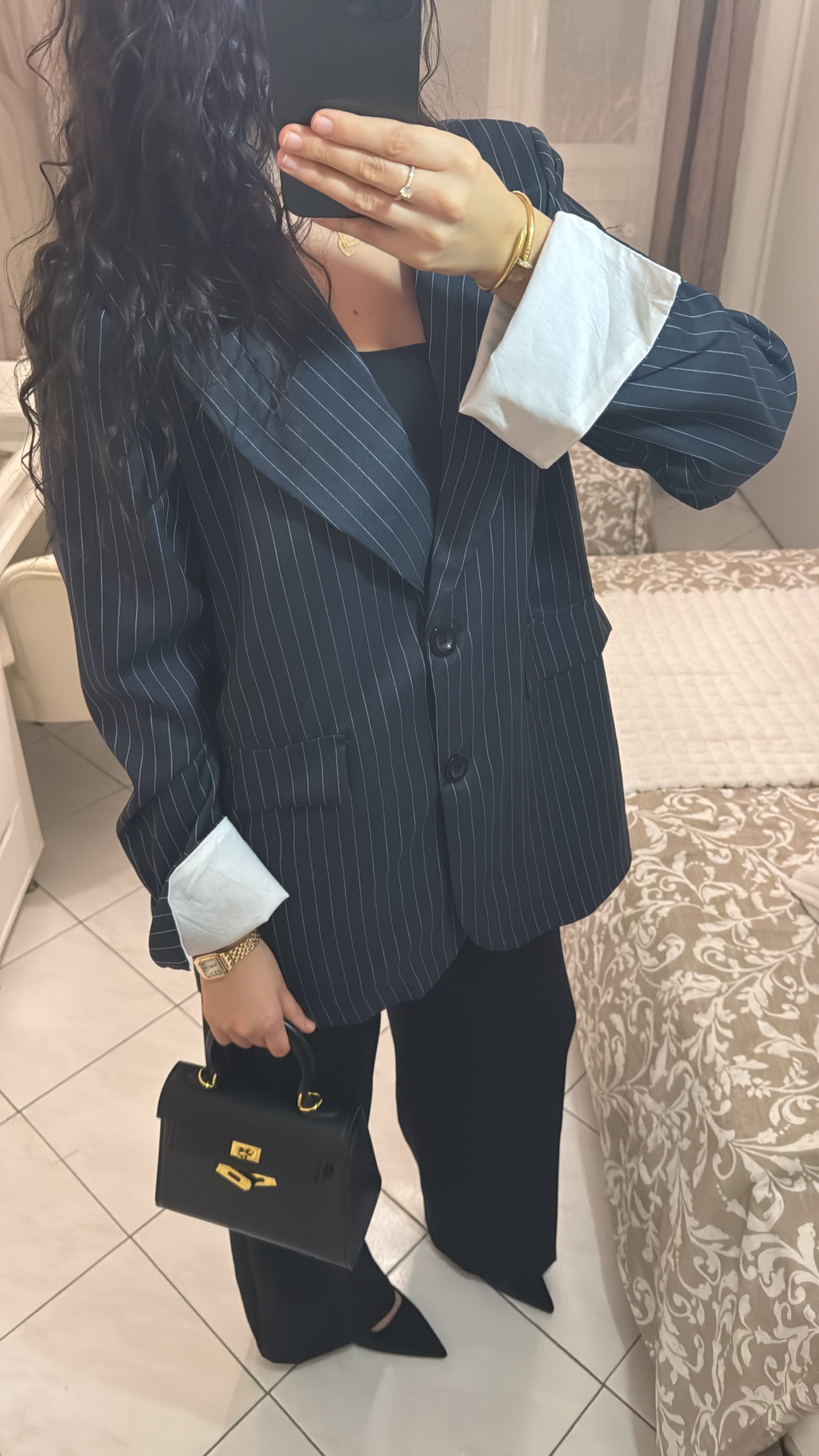 Blazer à rayure bleu marine