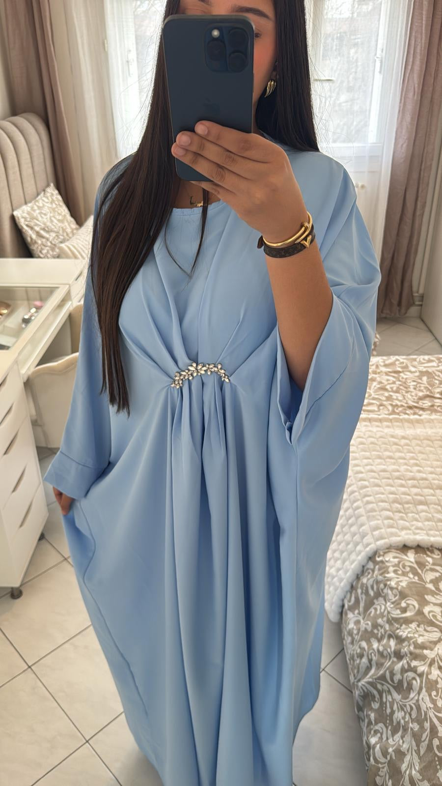 Abaya myriam bleu ciel