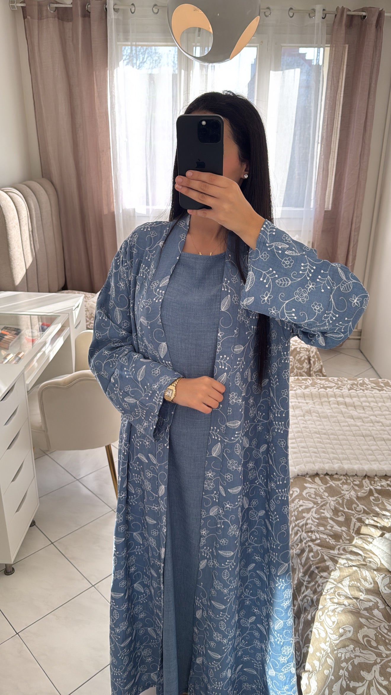 Ensemble kimono deux pièces bleu