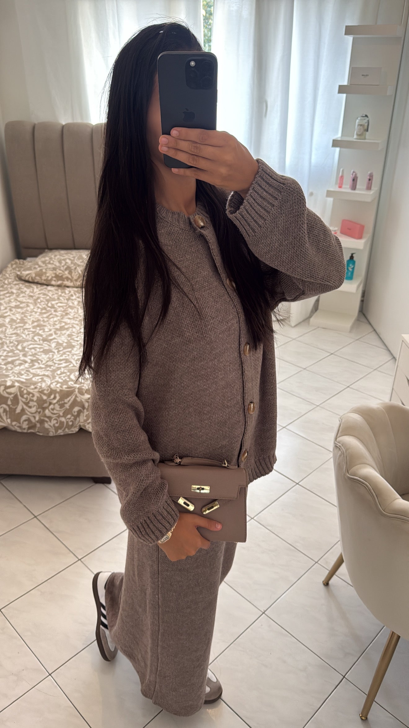 Ensemble à jupe taupe