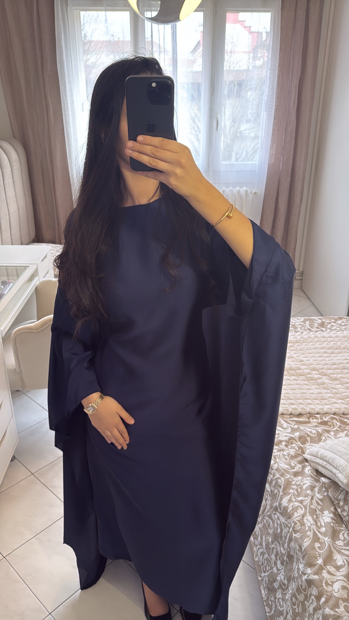 Abaya jihene bleu marine