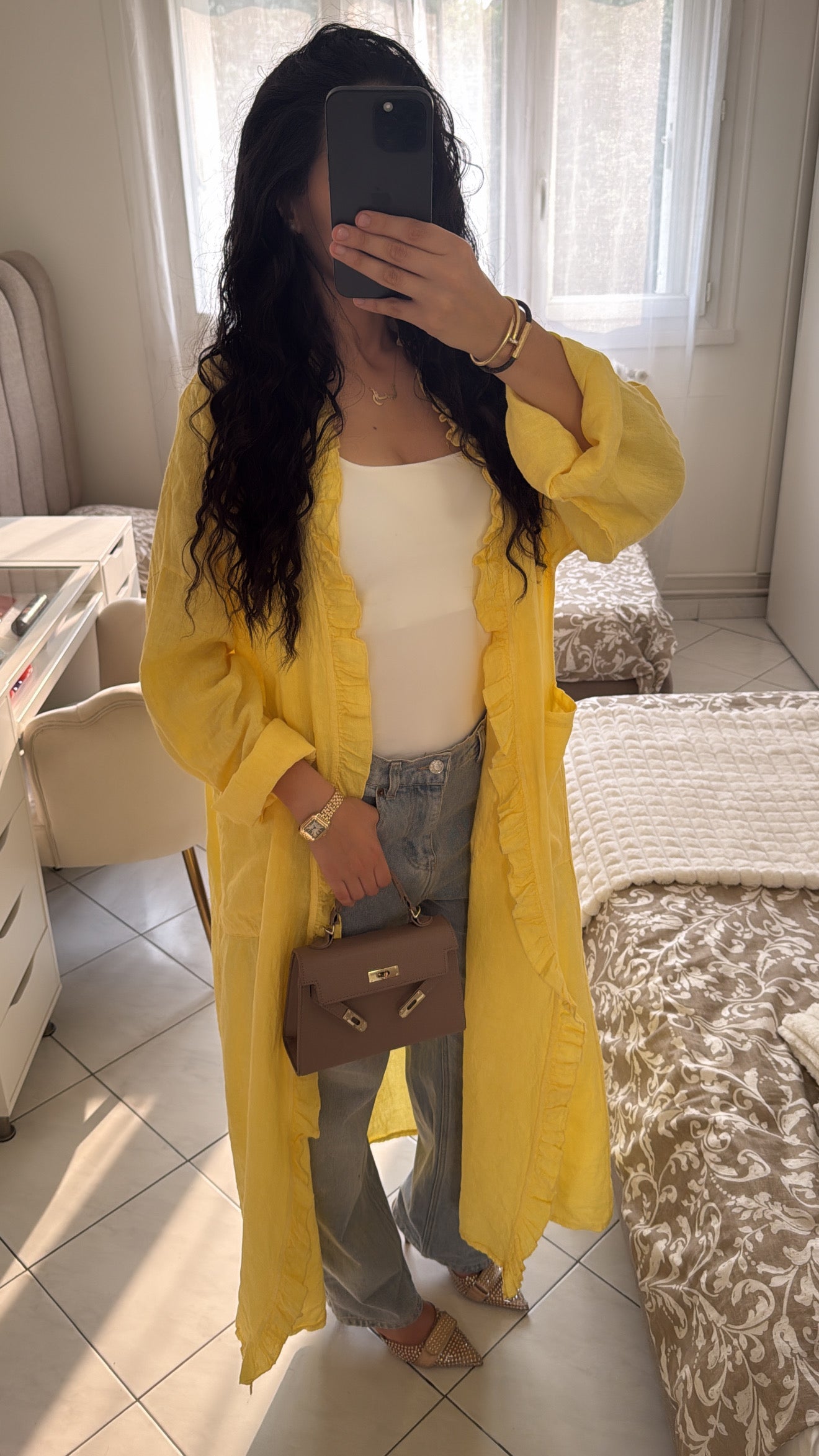 Gilet en lin jaune