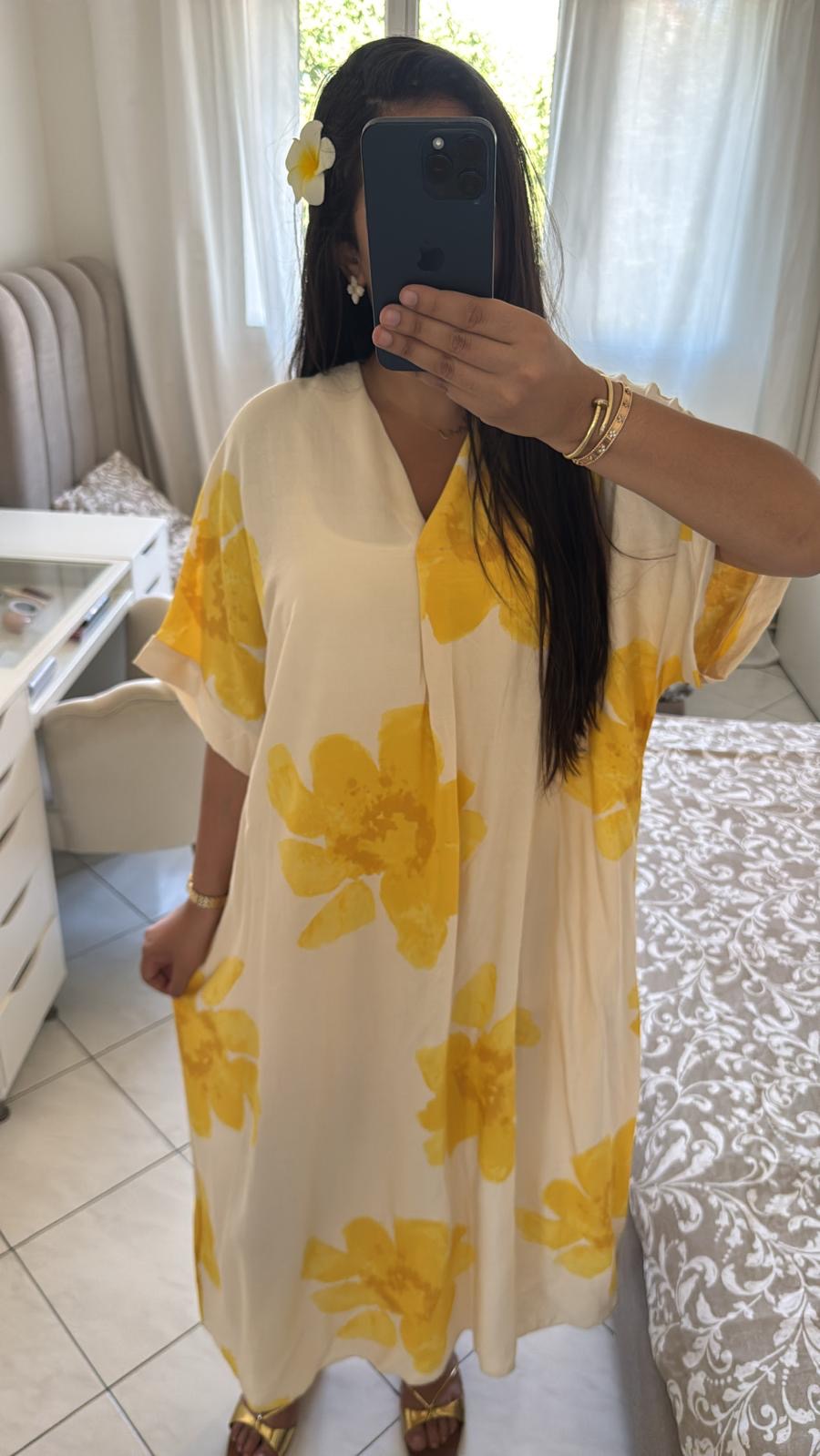 Robe florale jaune