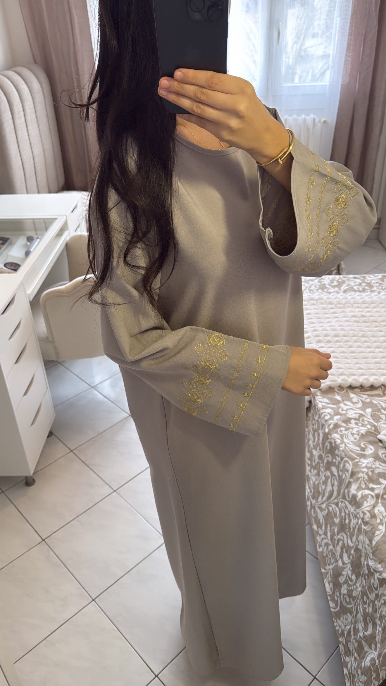 Abaya doha taupe clair