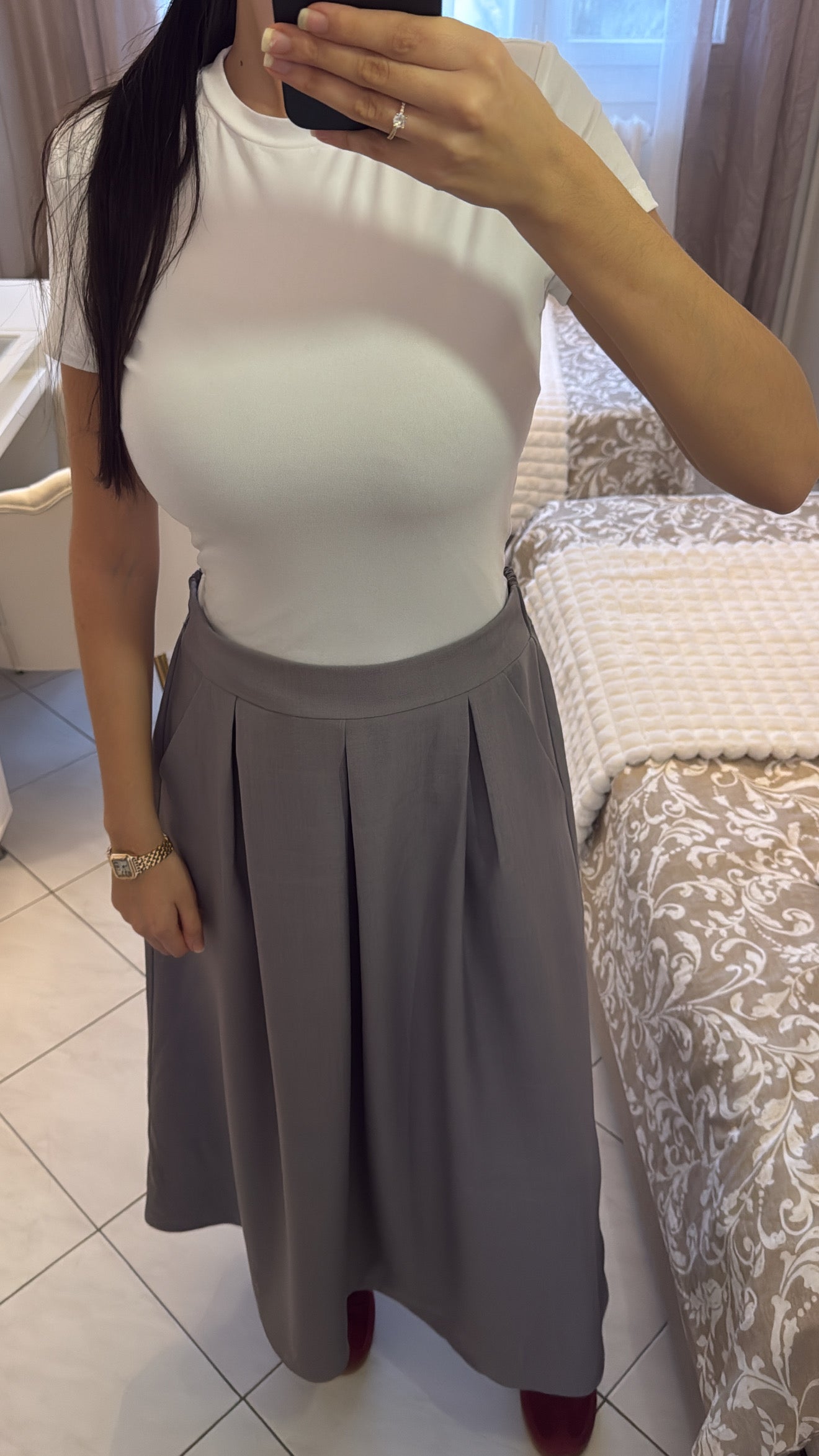 Jupe longue grise