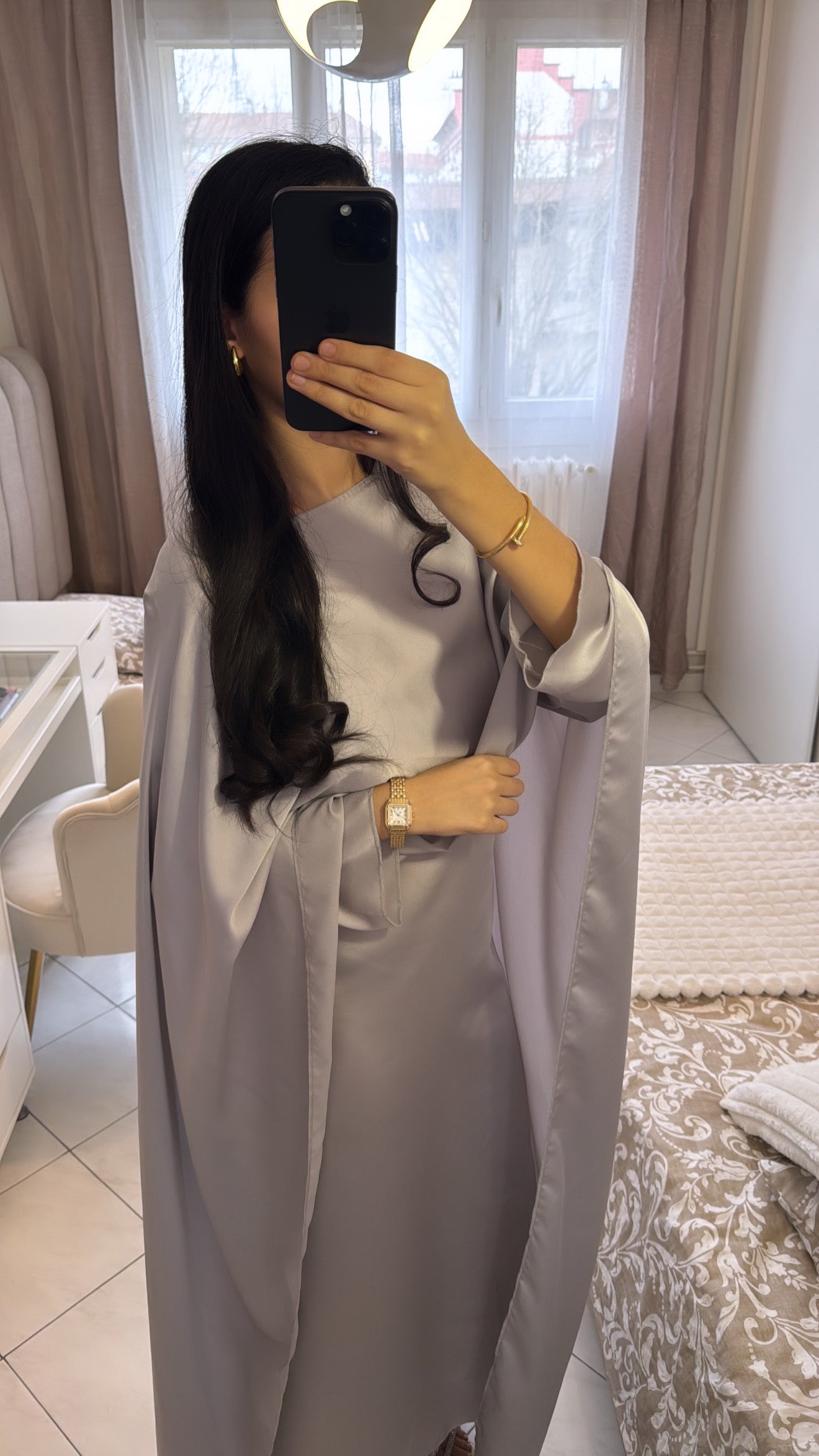 Abaya Jasmine gris clair