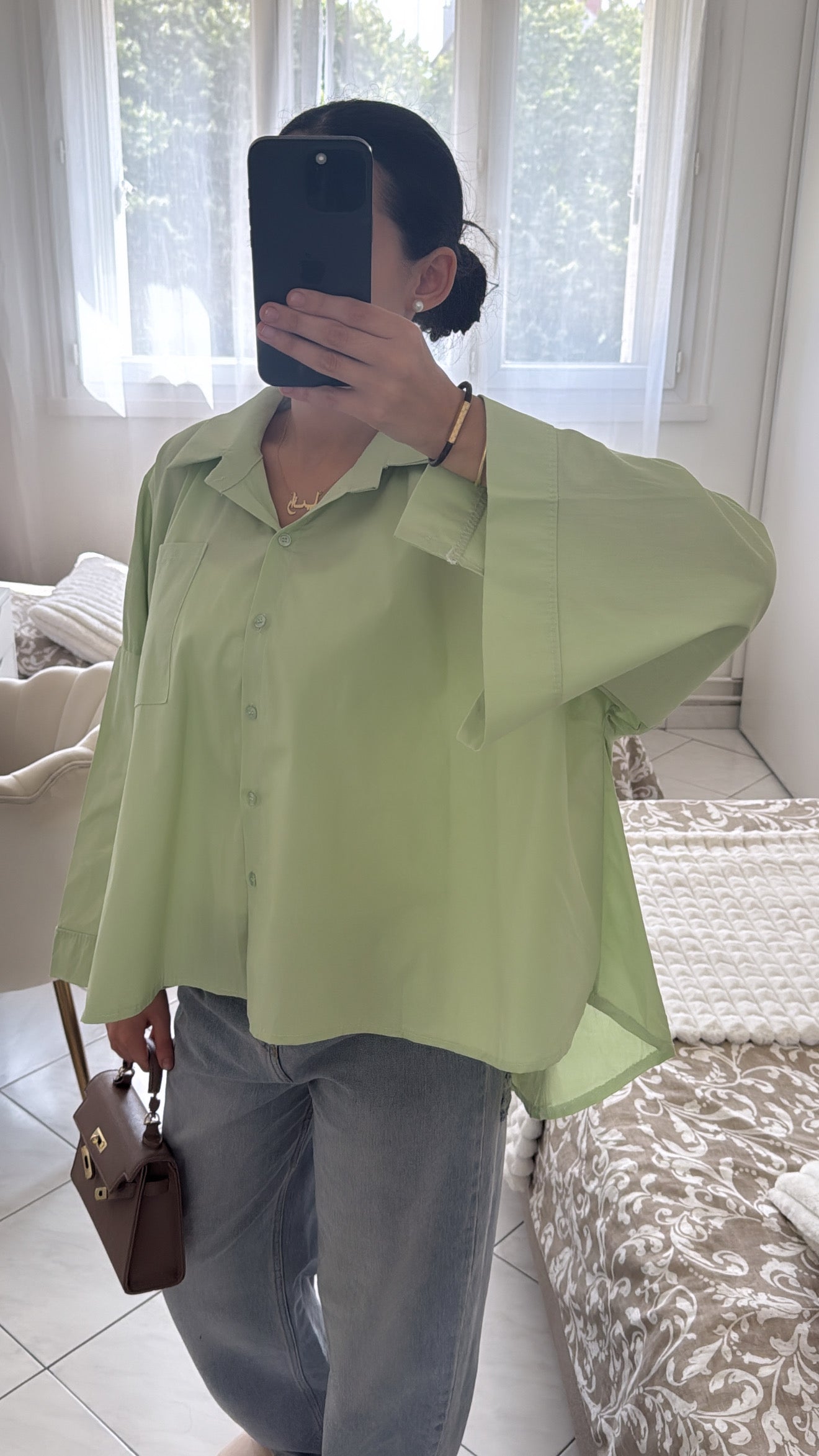 Chemise large verte