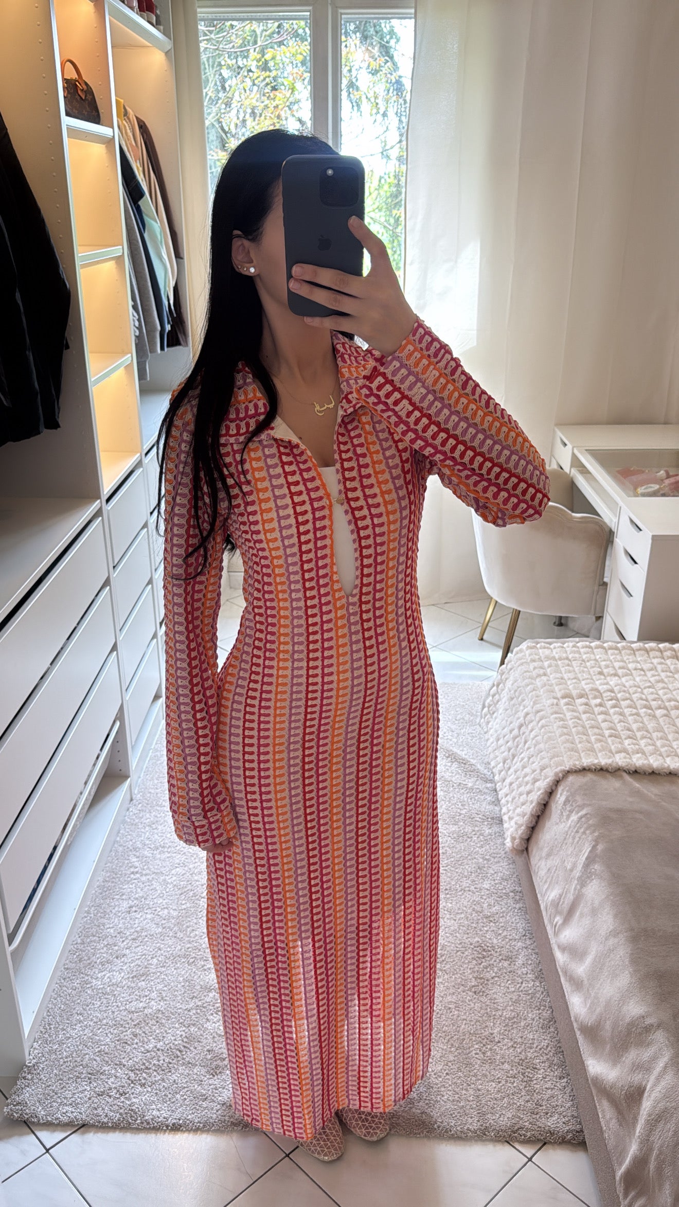 Robe à crochet rose