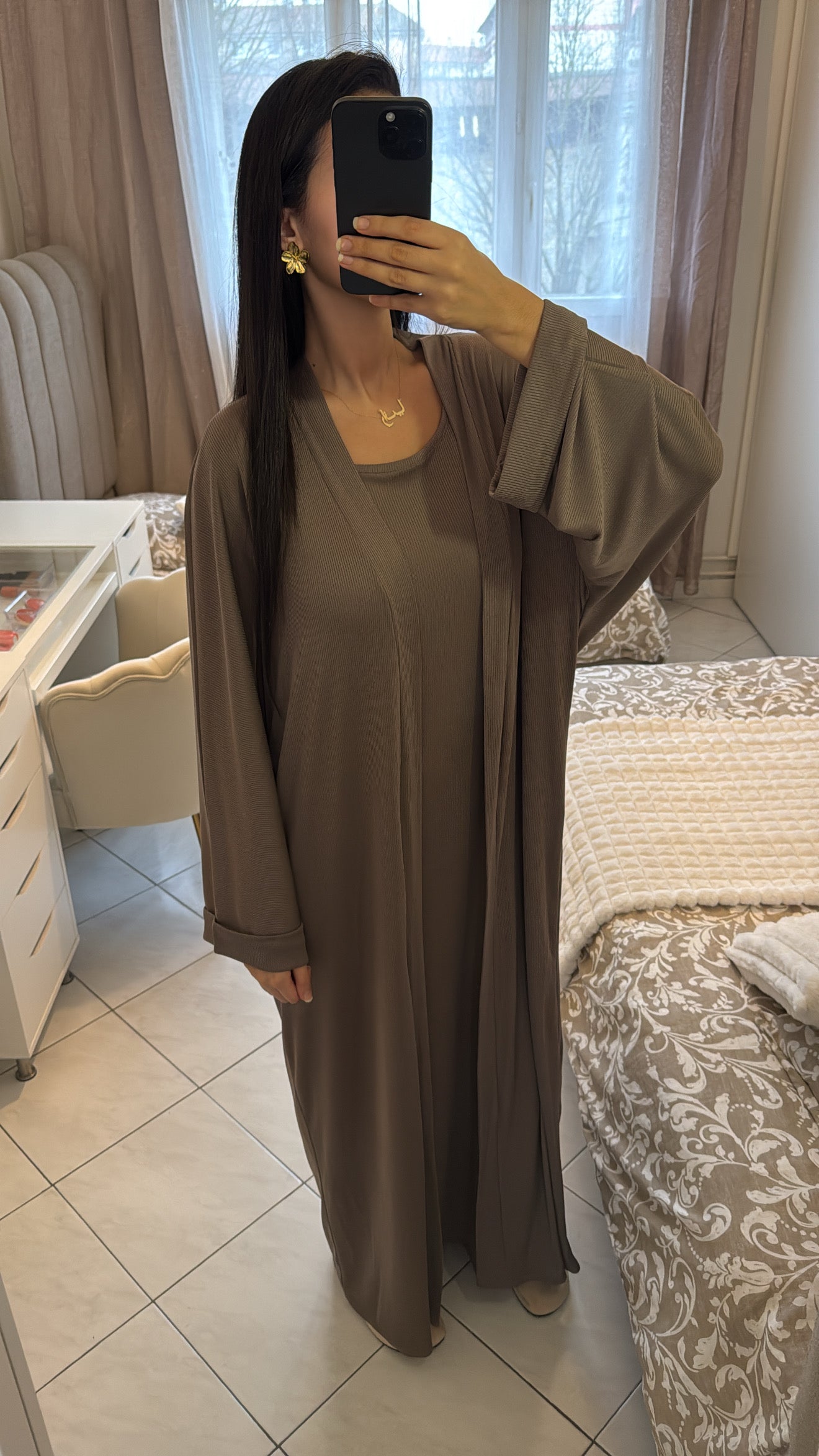 Kimono deux pièces taupe