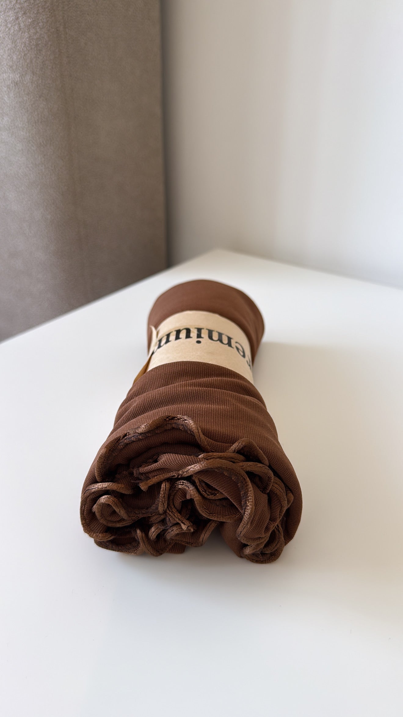 Voile jersey premium froufrou marron