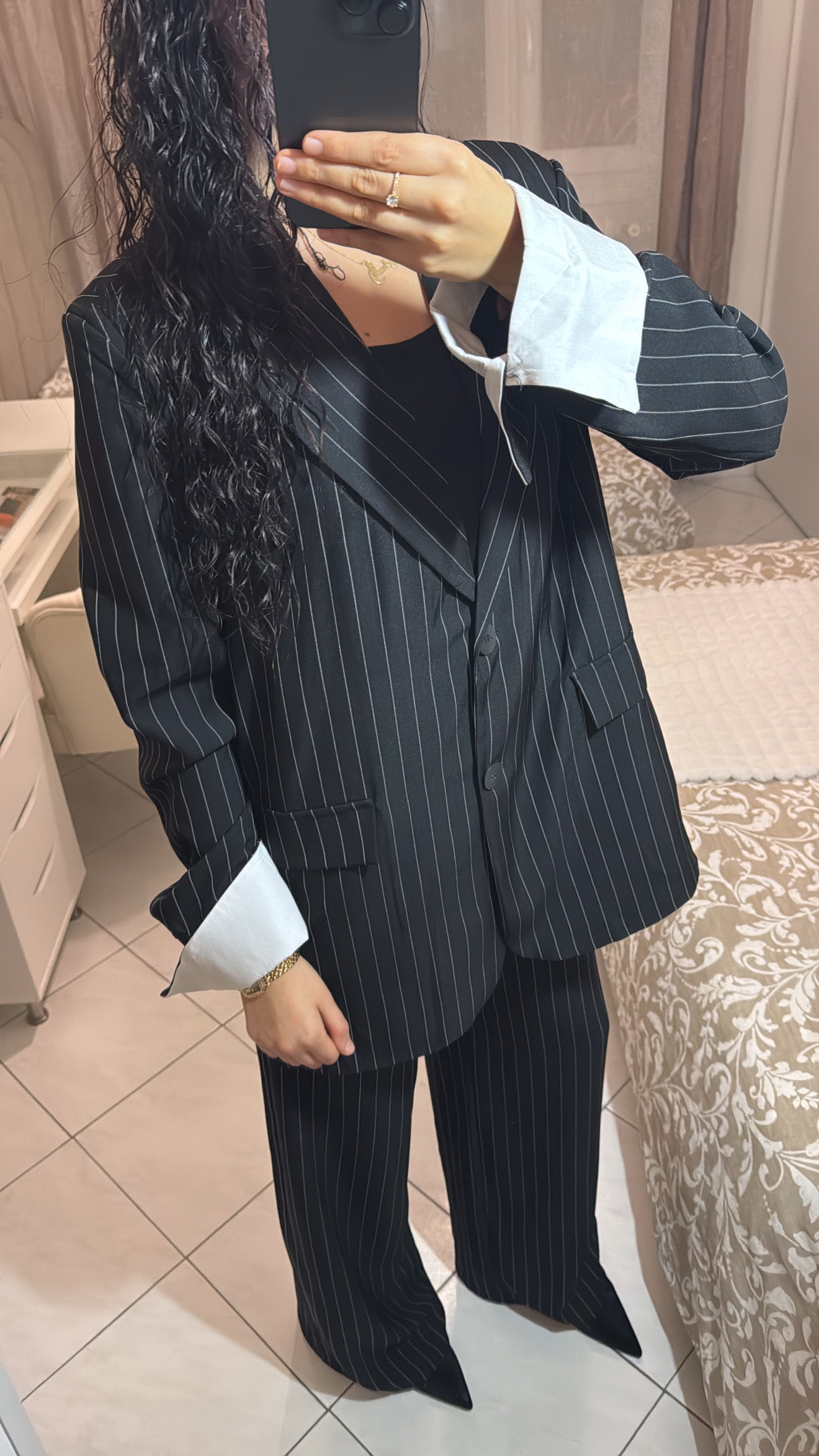 Ensemble blazer à rayure noir