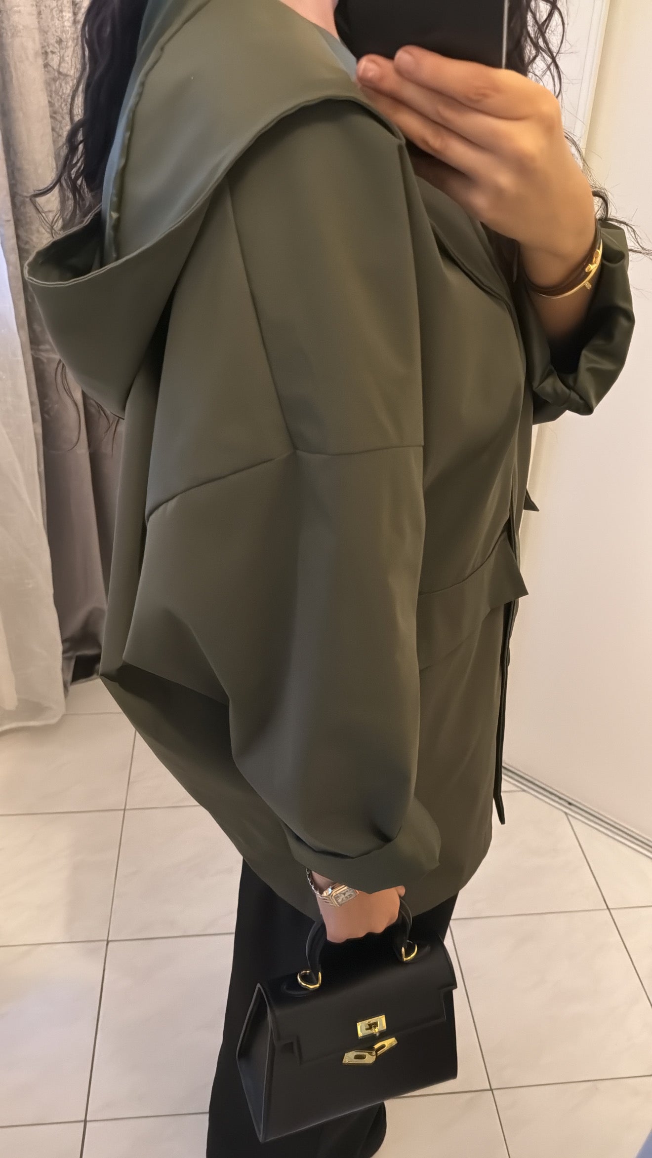 Veste imperméable à capuche kaki