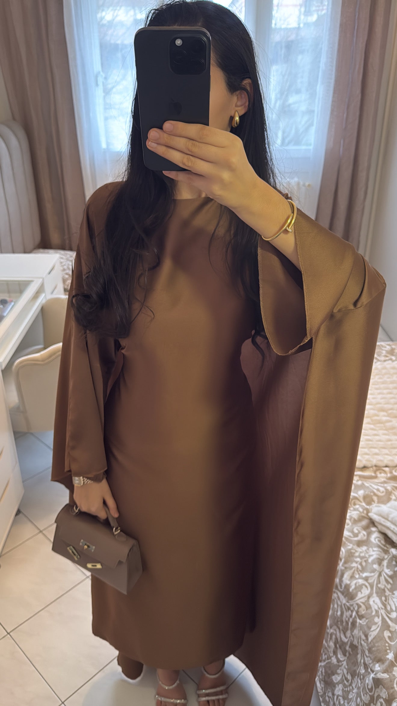 Abaya jihene marron