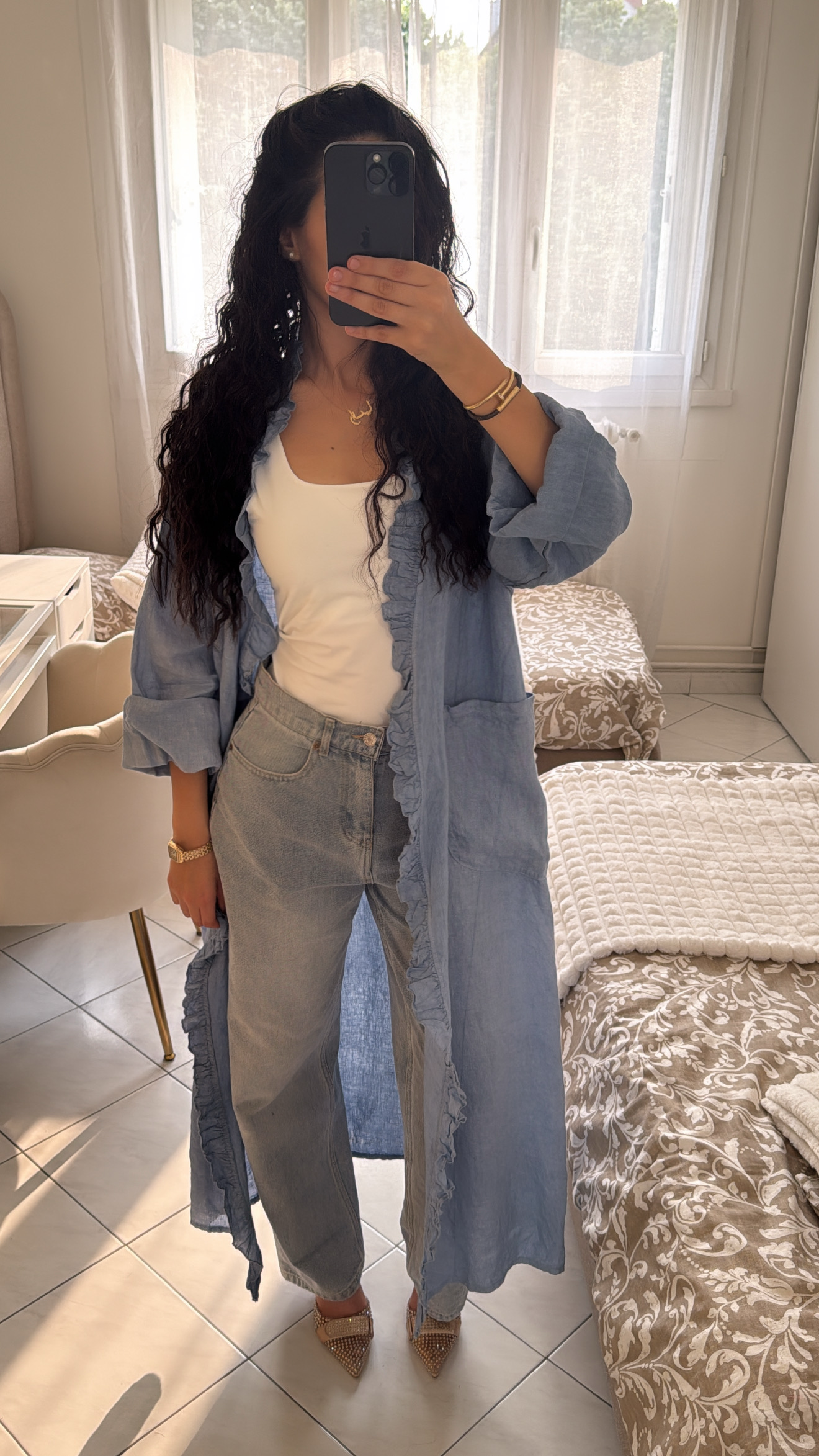 Gilet en lin bleu