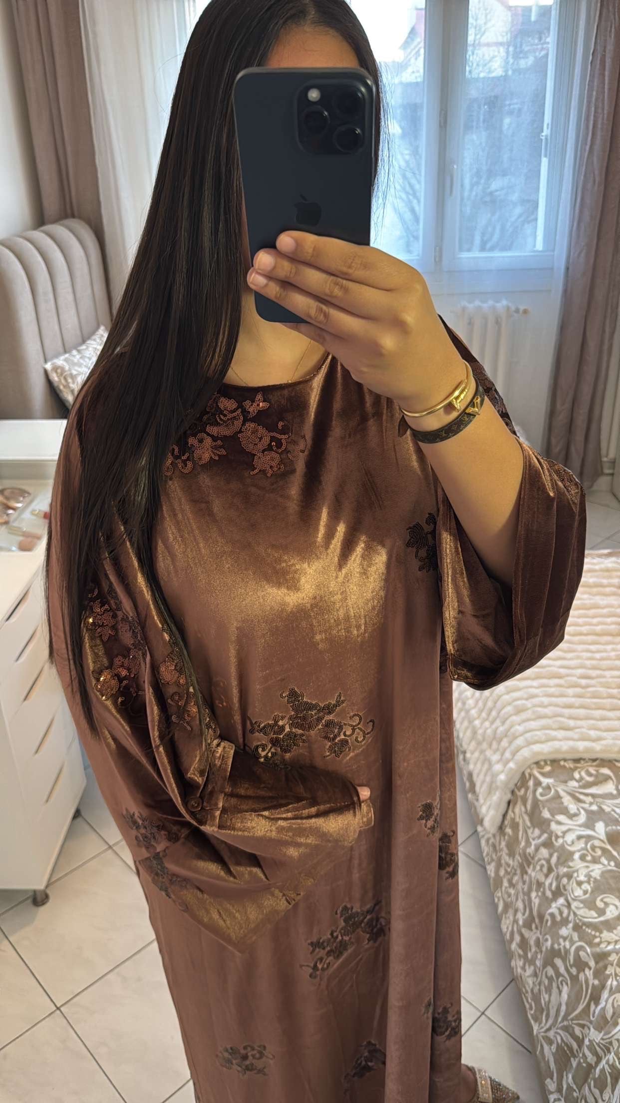 Robe malak marron/taupe