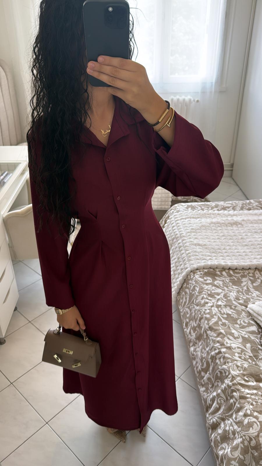 Robe chemise bordeaux