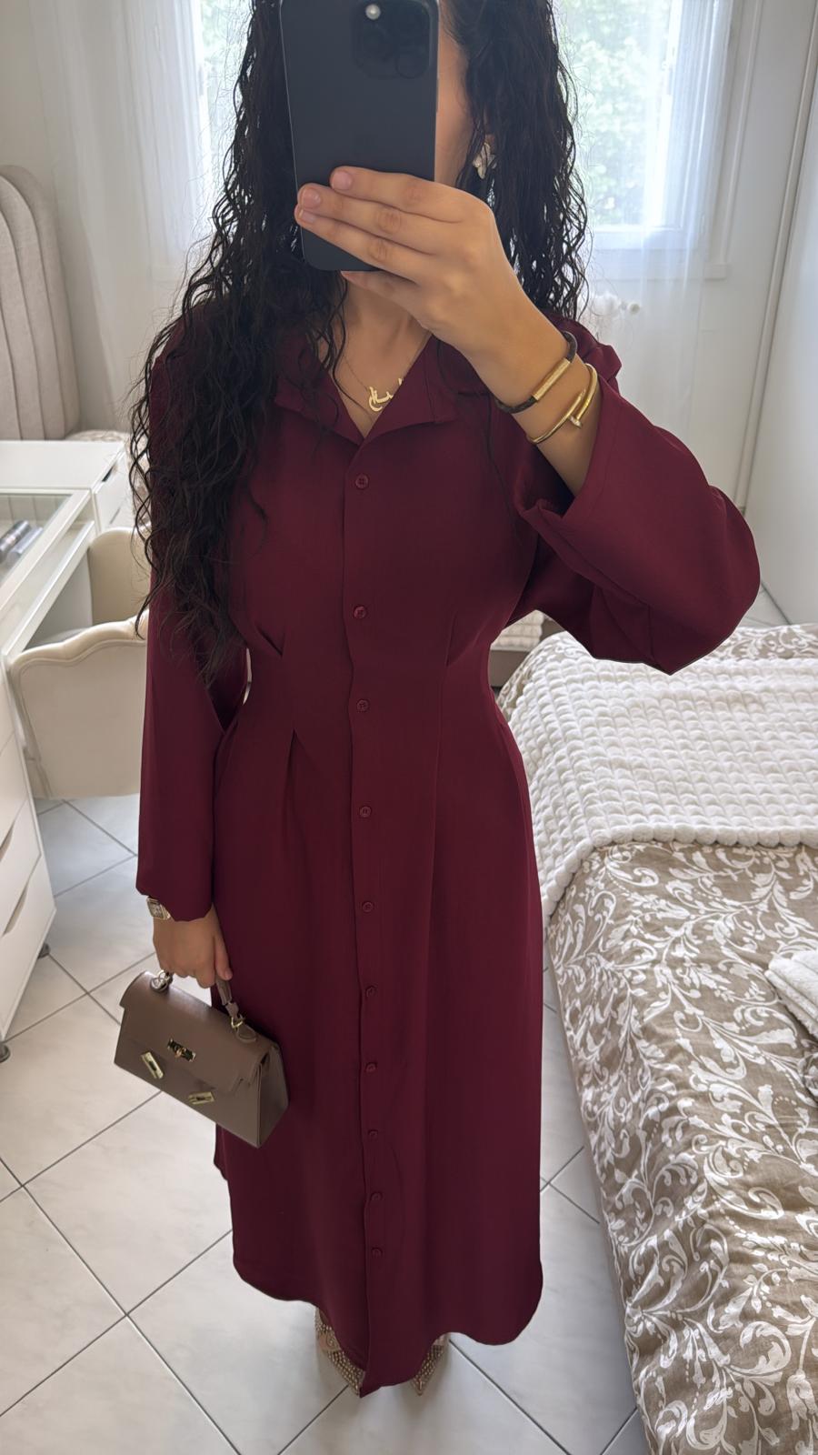 Robe chemise bordeaux