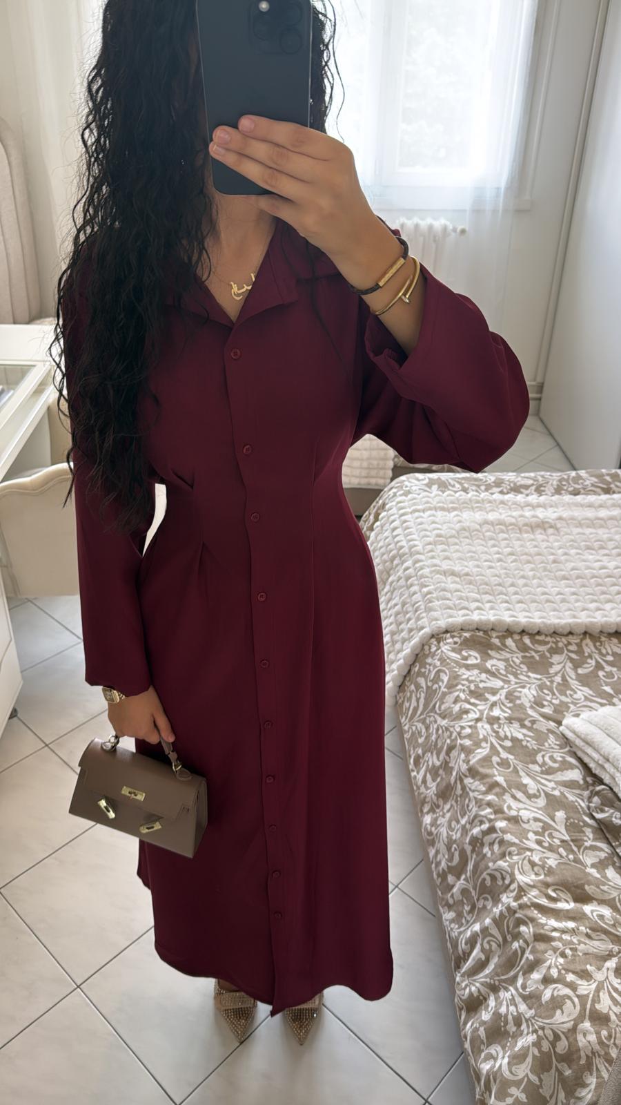 Robe chemise bordeaux