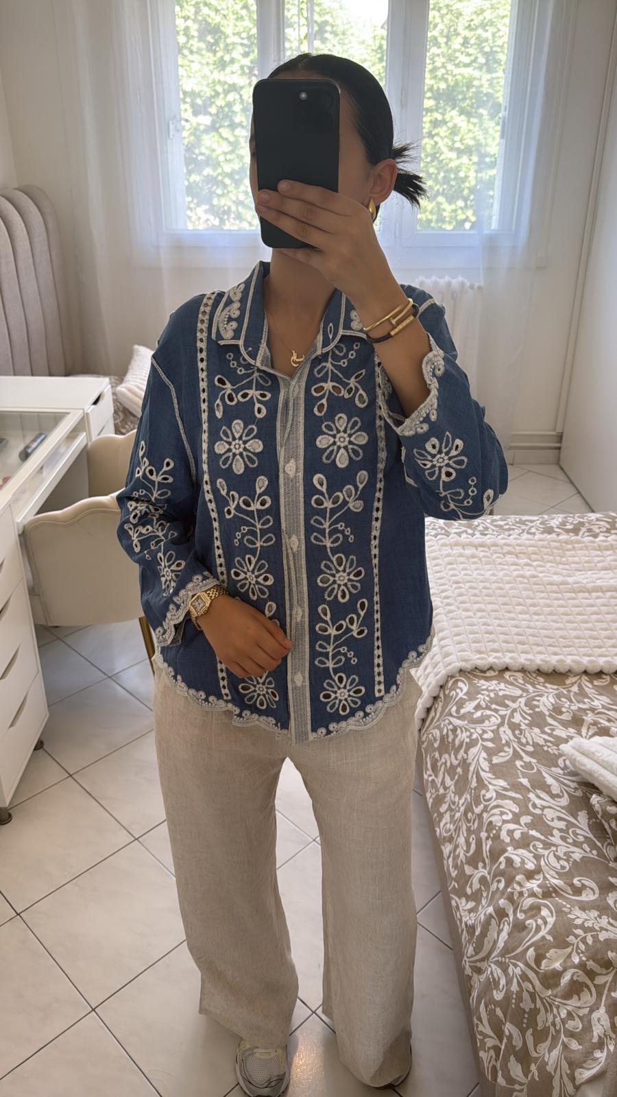Haut/chemise en maille bleu