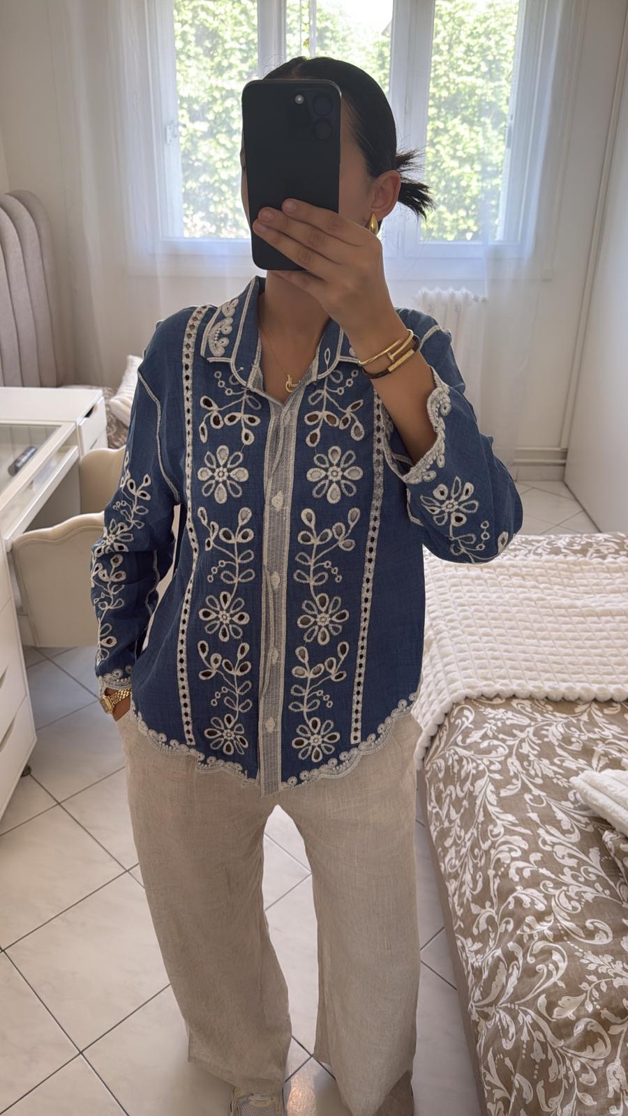 Haut/chemise en maille bleu