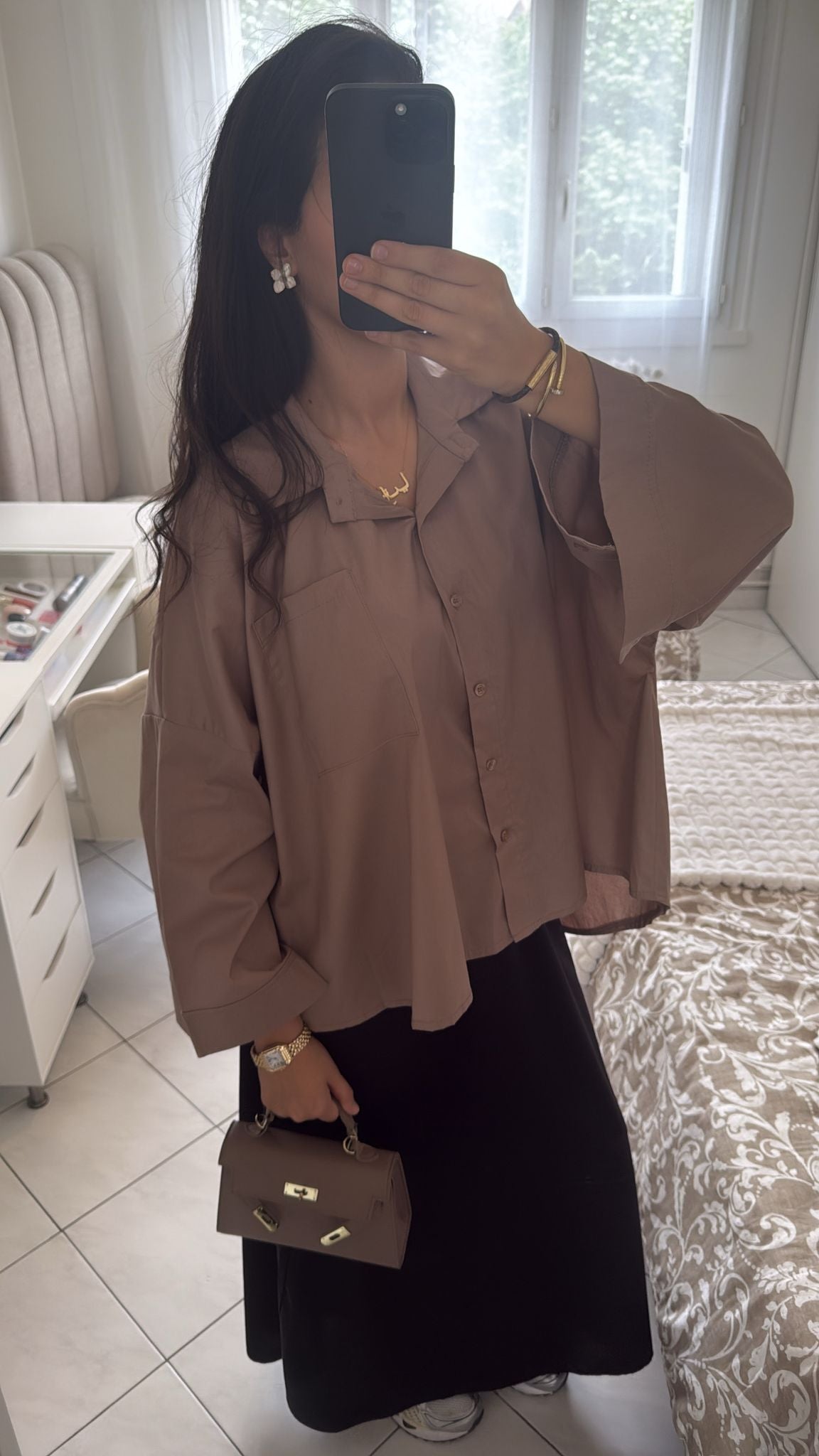 Chemise large taupe