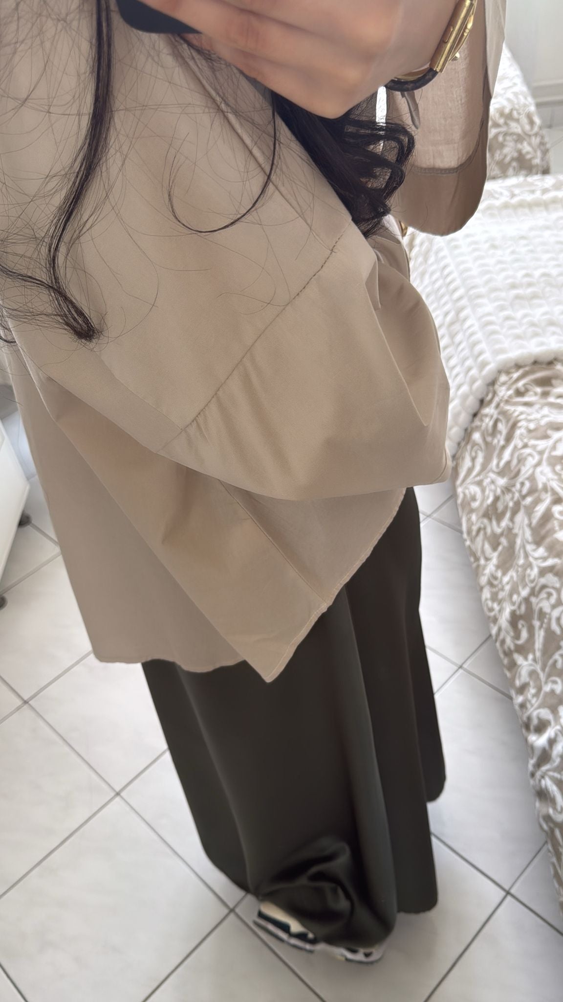 Chemise large beige