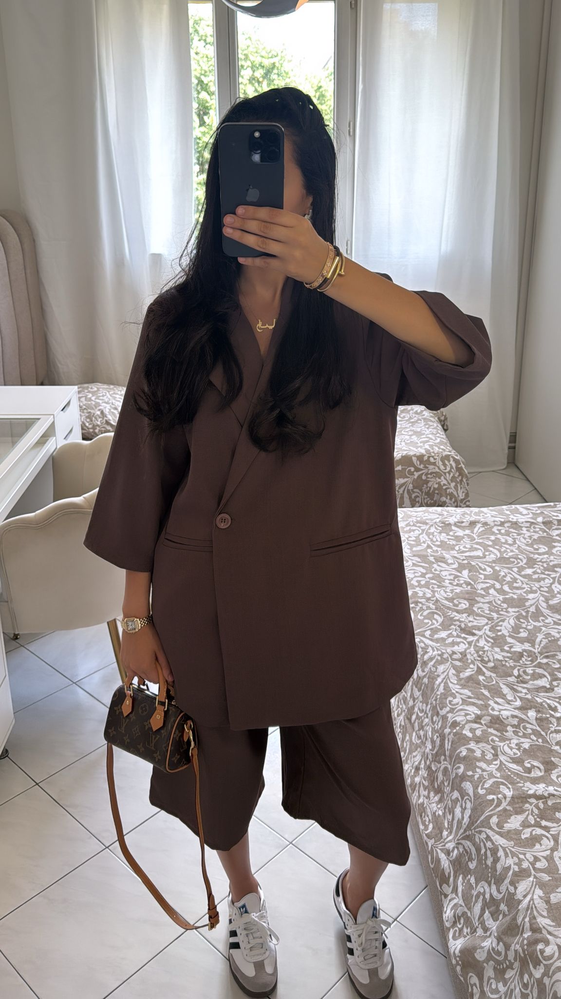 Ensemble bermuda marron