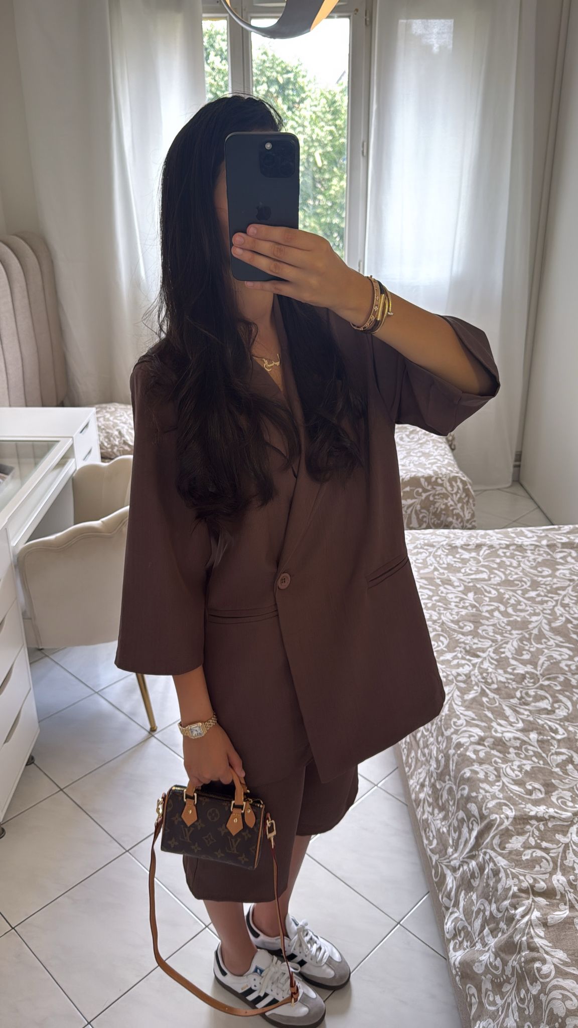 Ensemble bermuda marron