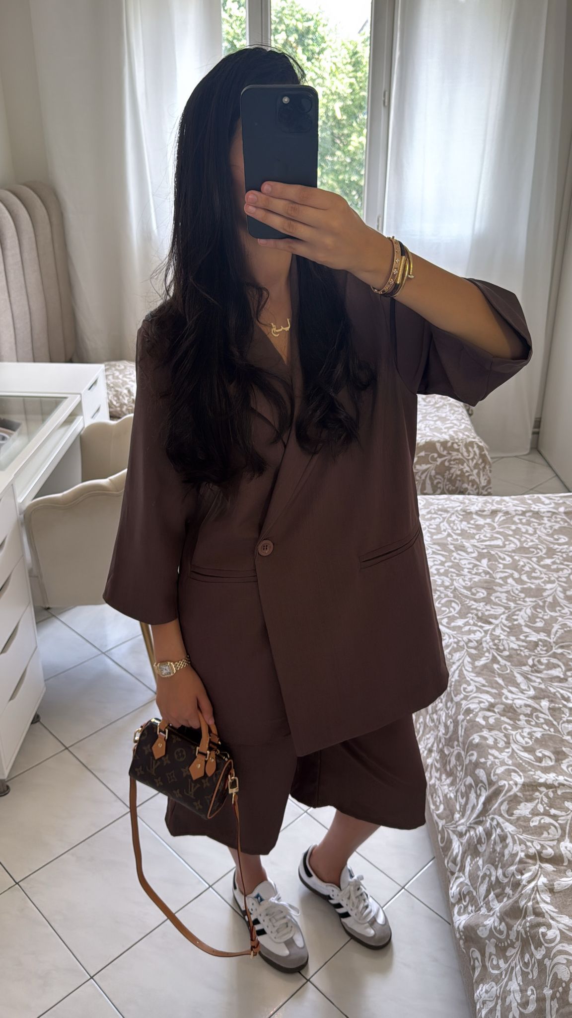 Ensemble bermuda marron