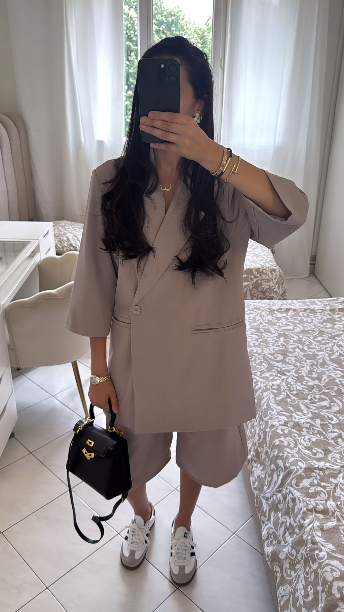 Ensemble bermuda taupe clair