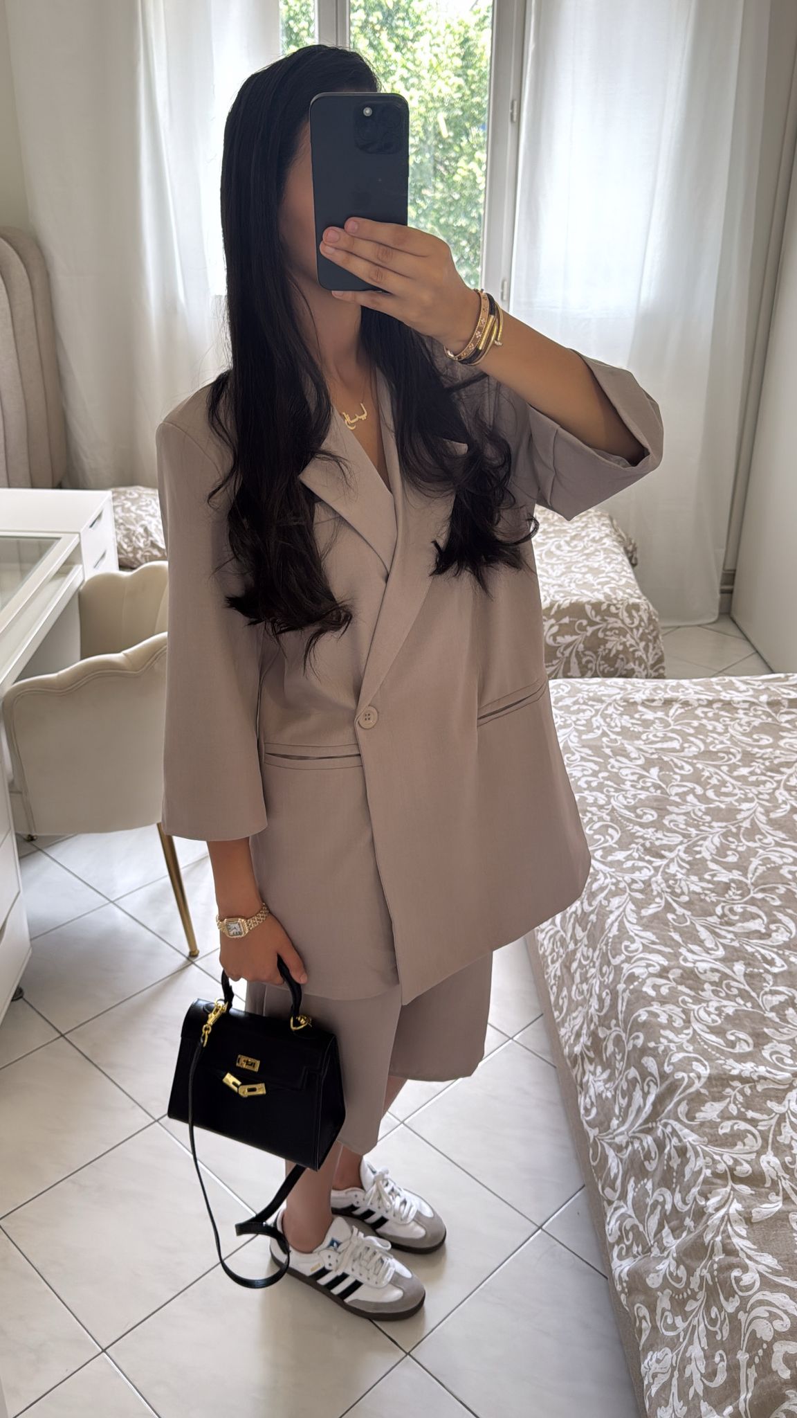 Ensemble bermuda taupe clair