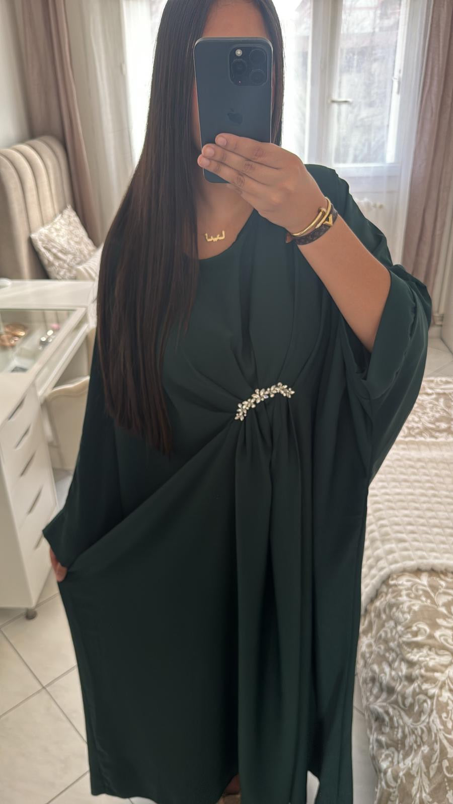 Abaya myriam vert sapin