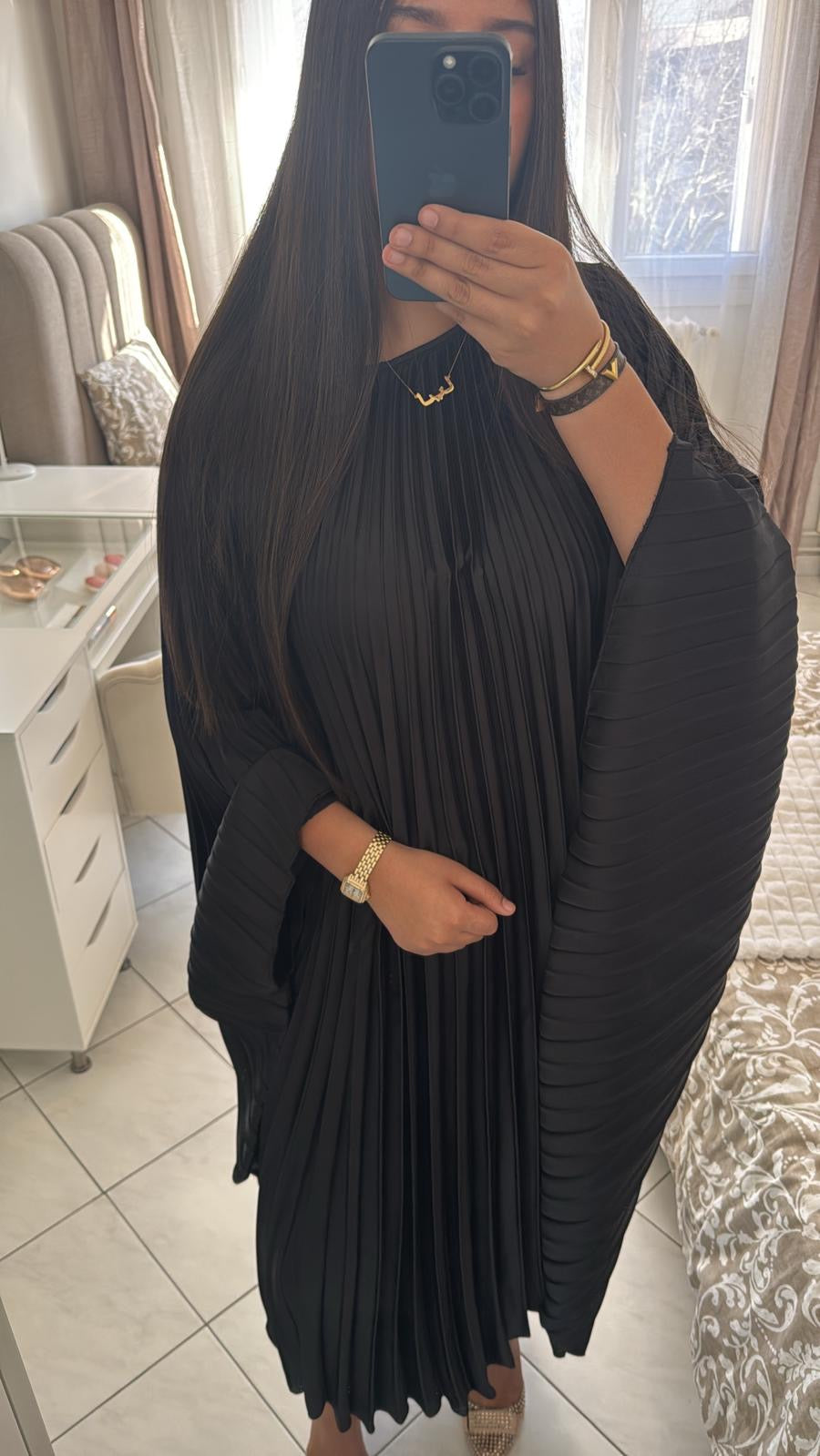 Robe plissée noir