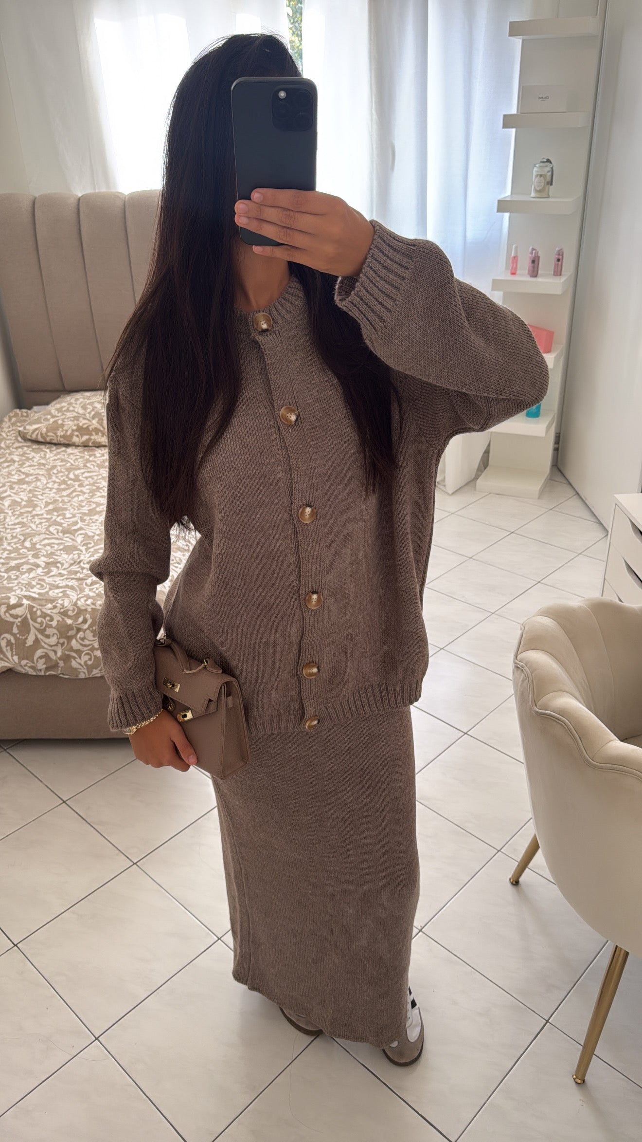 Ensemble à jupe taupe