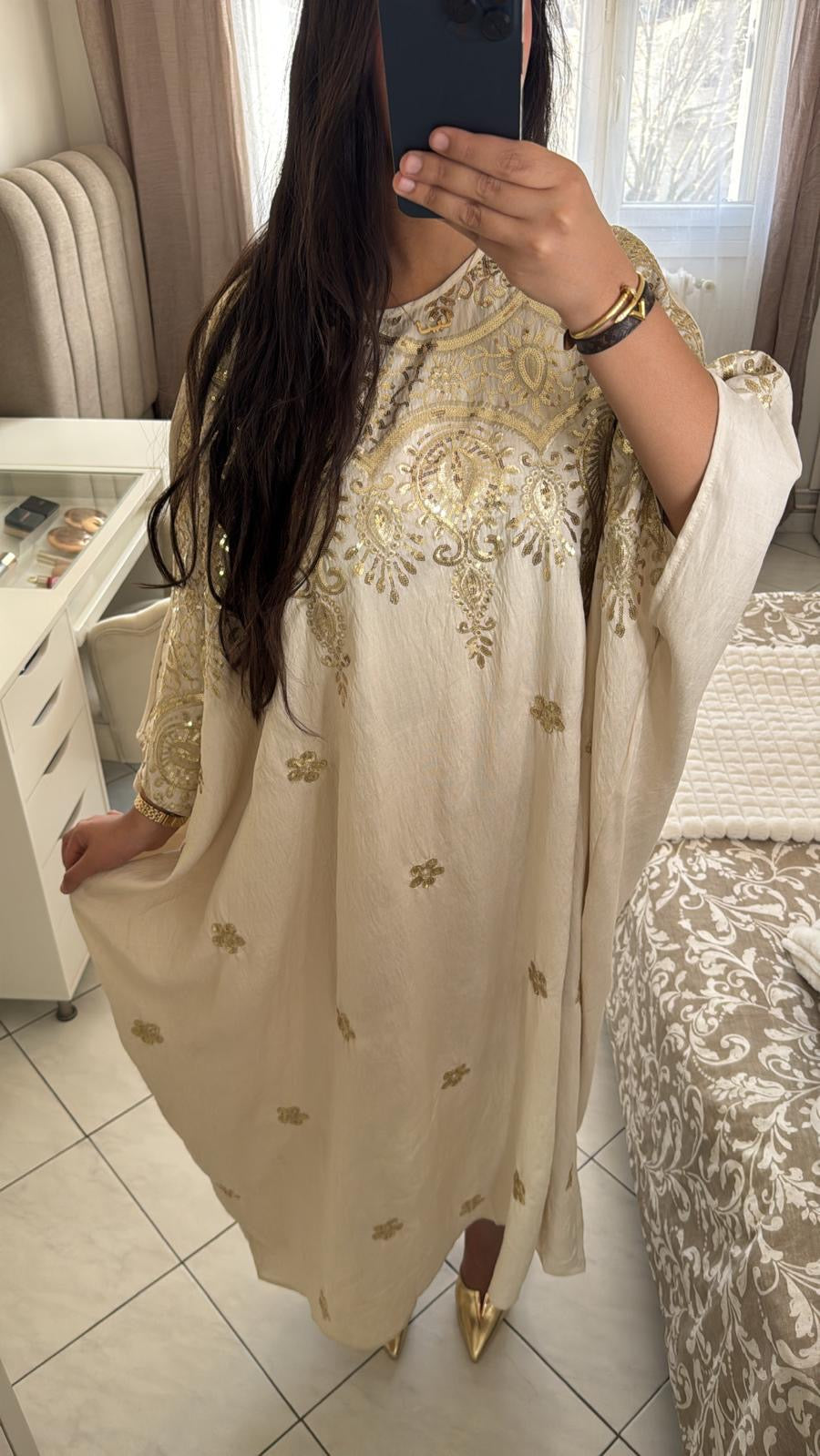 Abaya marwa beige crème