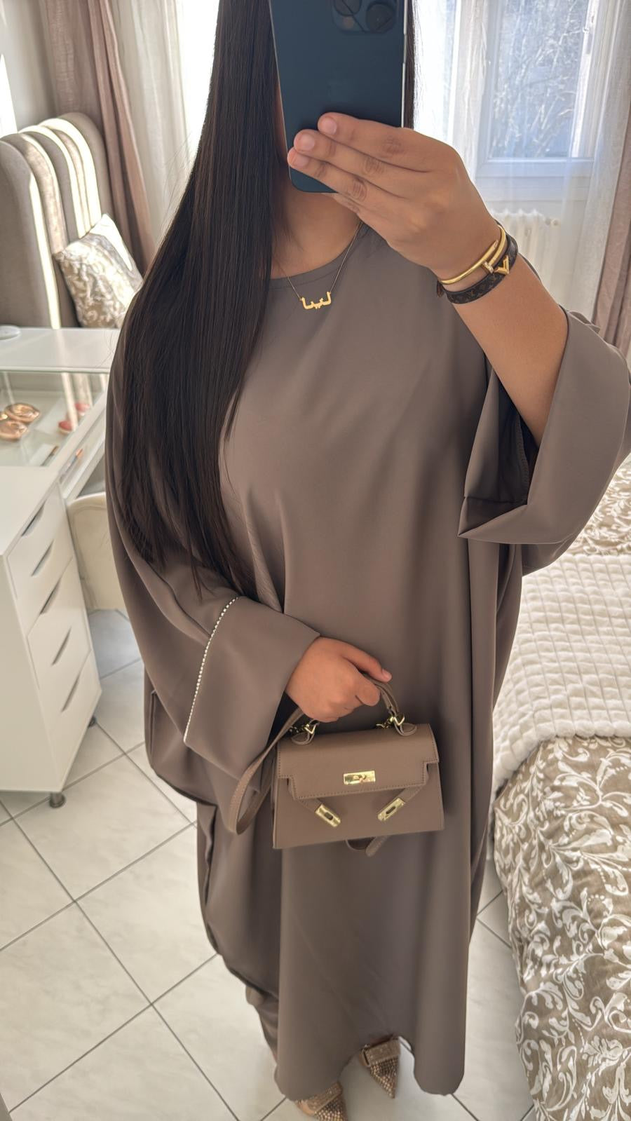 Abaya nesma taupe
