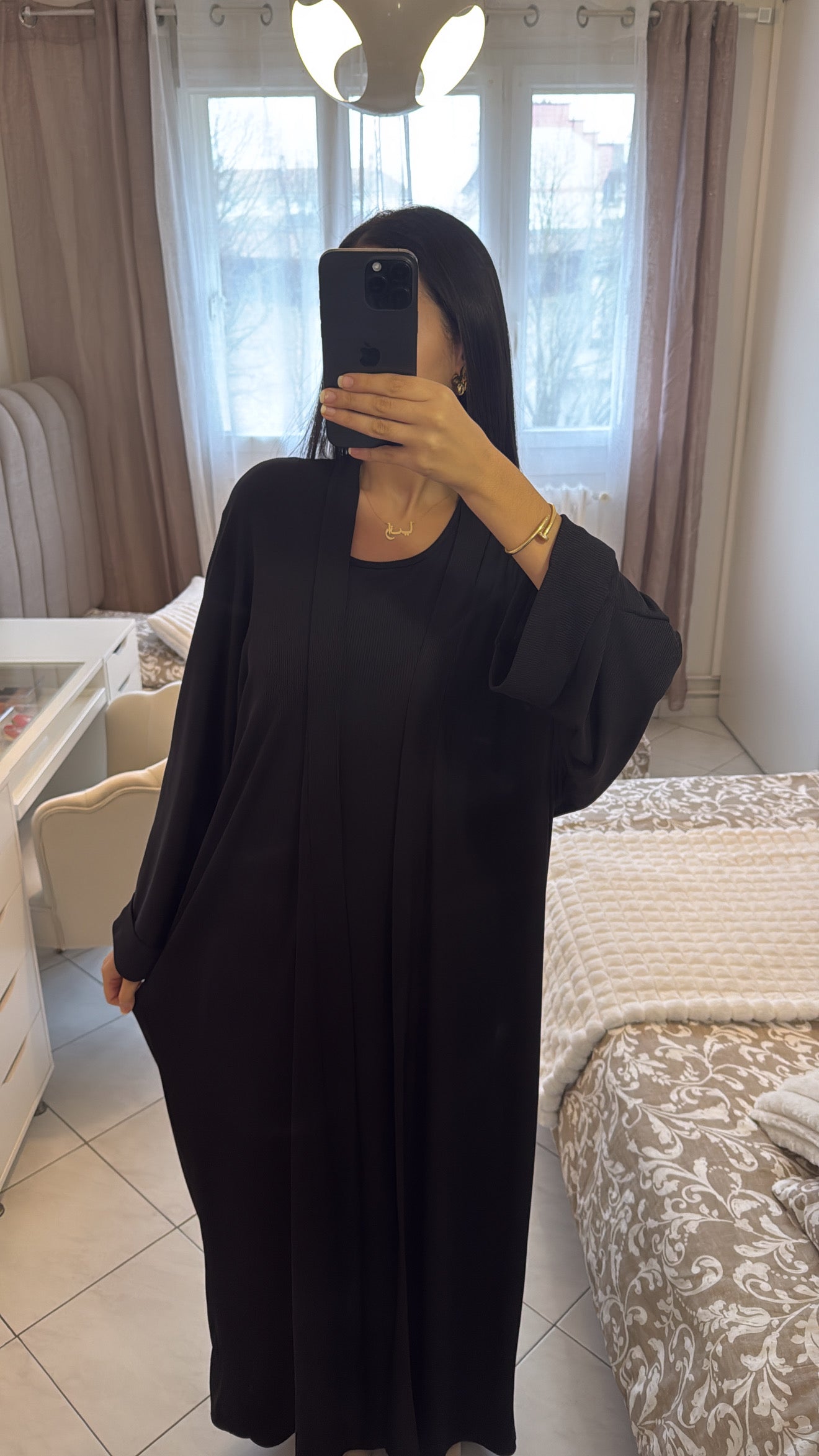 Ensemble kimono deux pièces noir