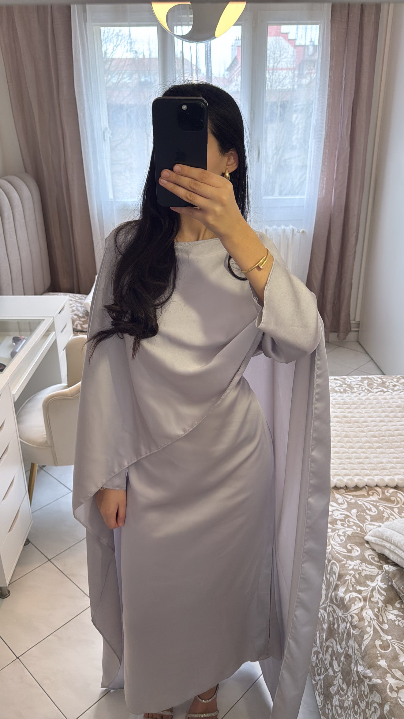 Abaya Jasmine gris clair