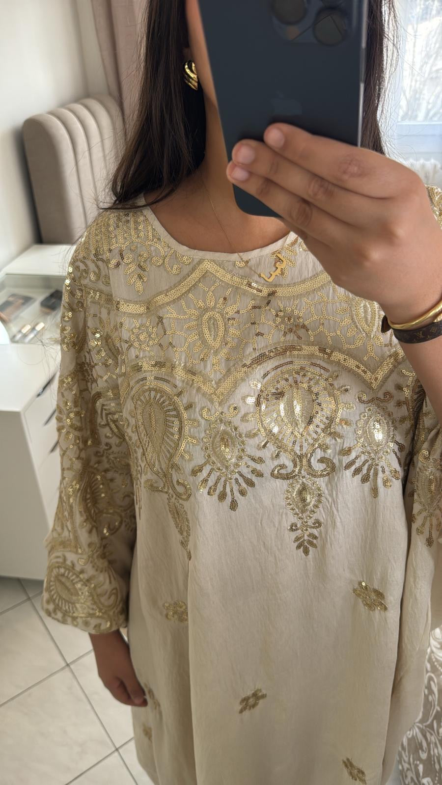 Abaya marwa beige crème