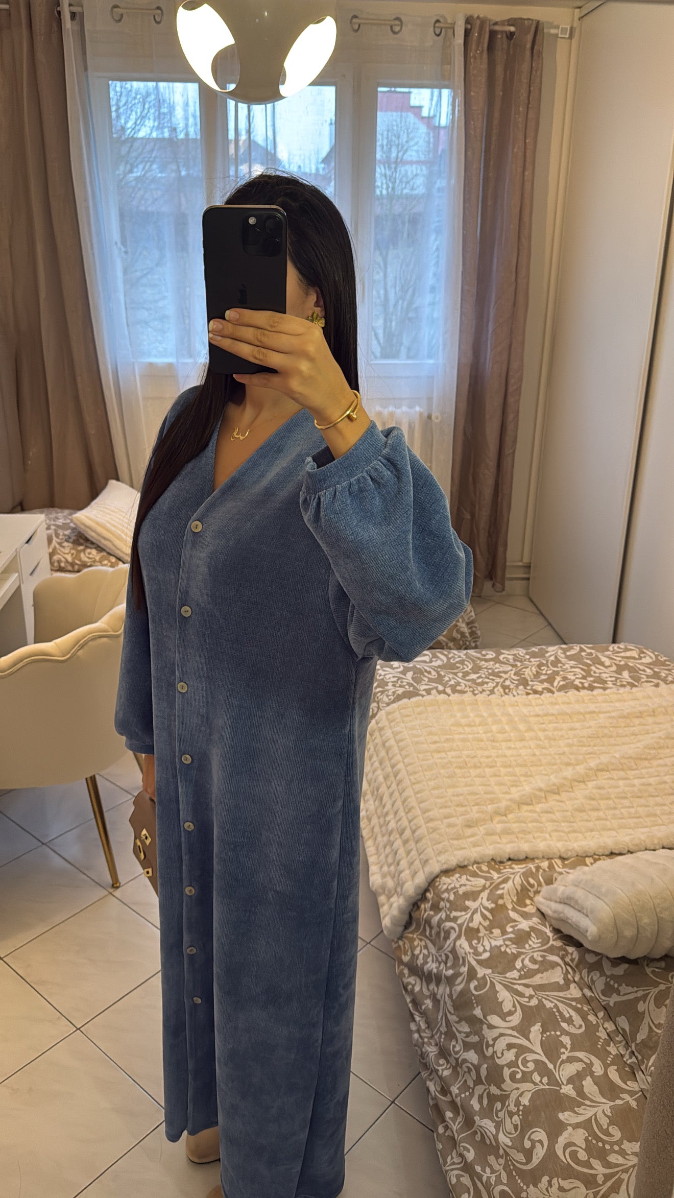 Robe longue bleu