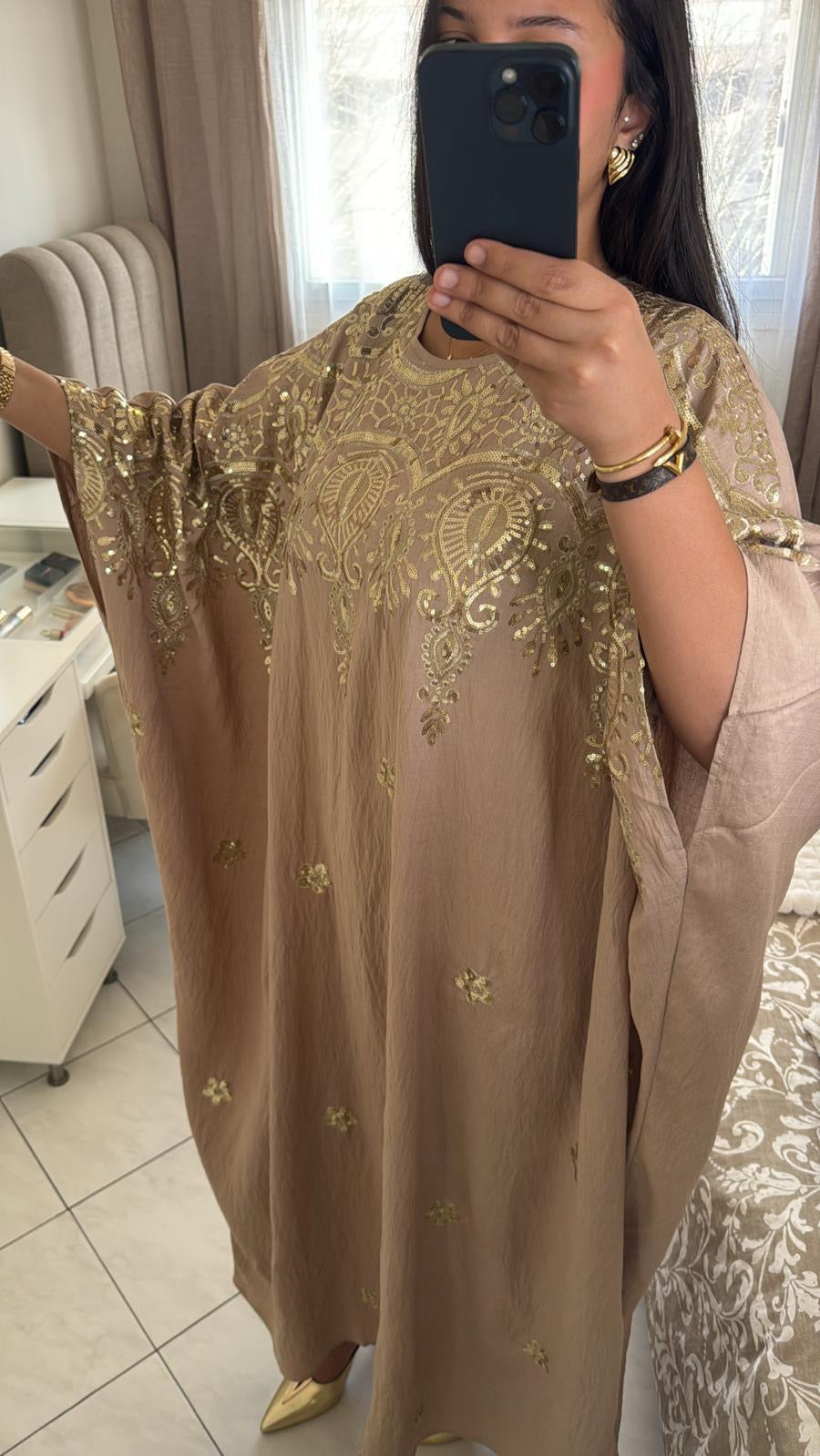 Abaya marwa beige foncé