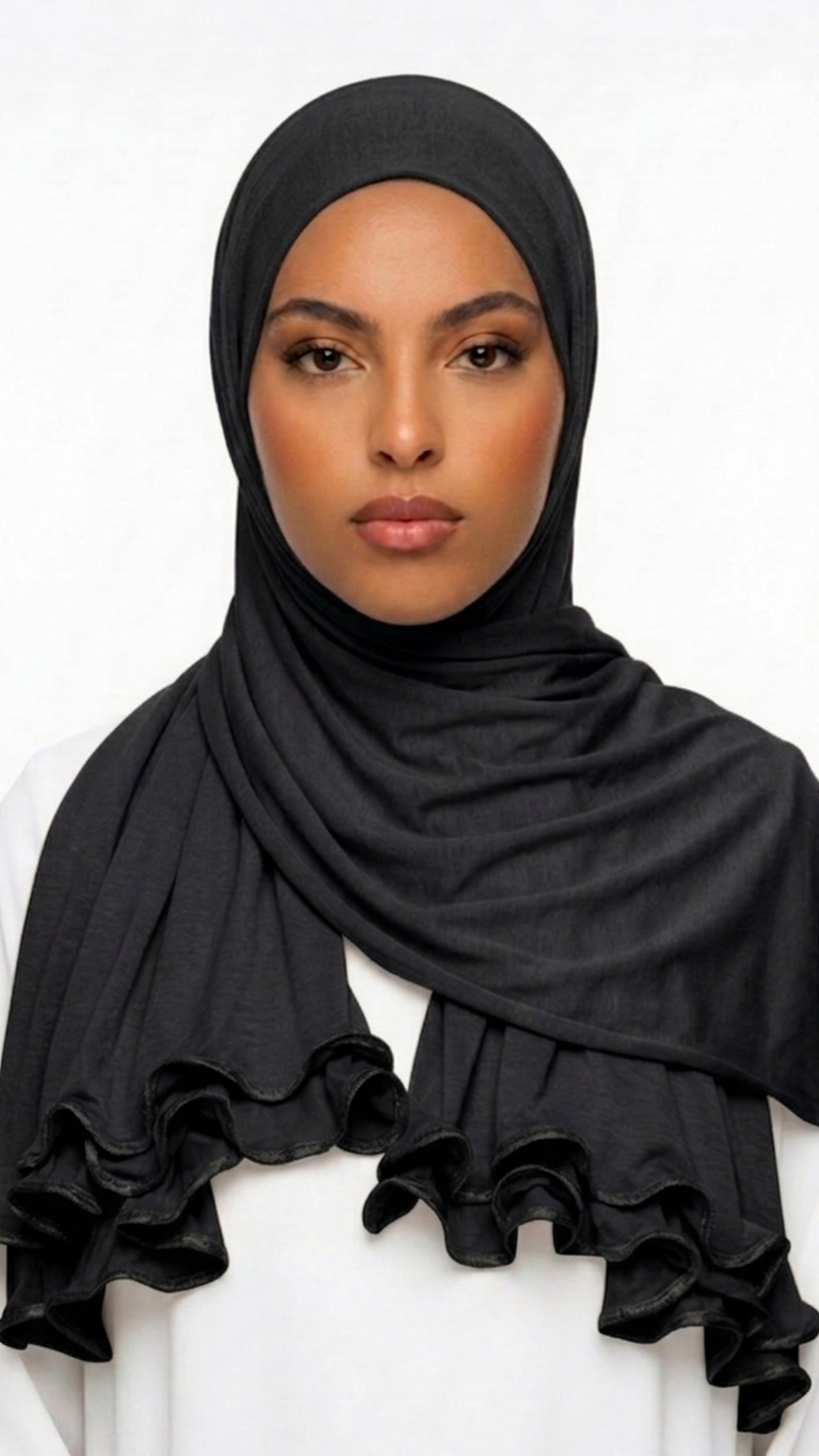 Voile jersey froufrou noir