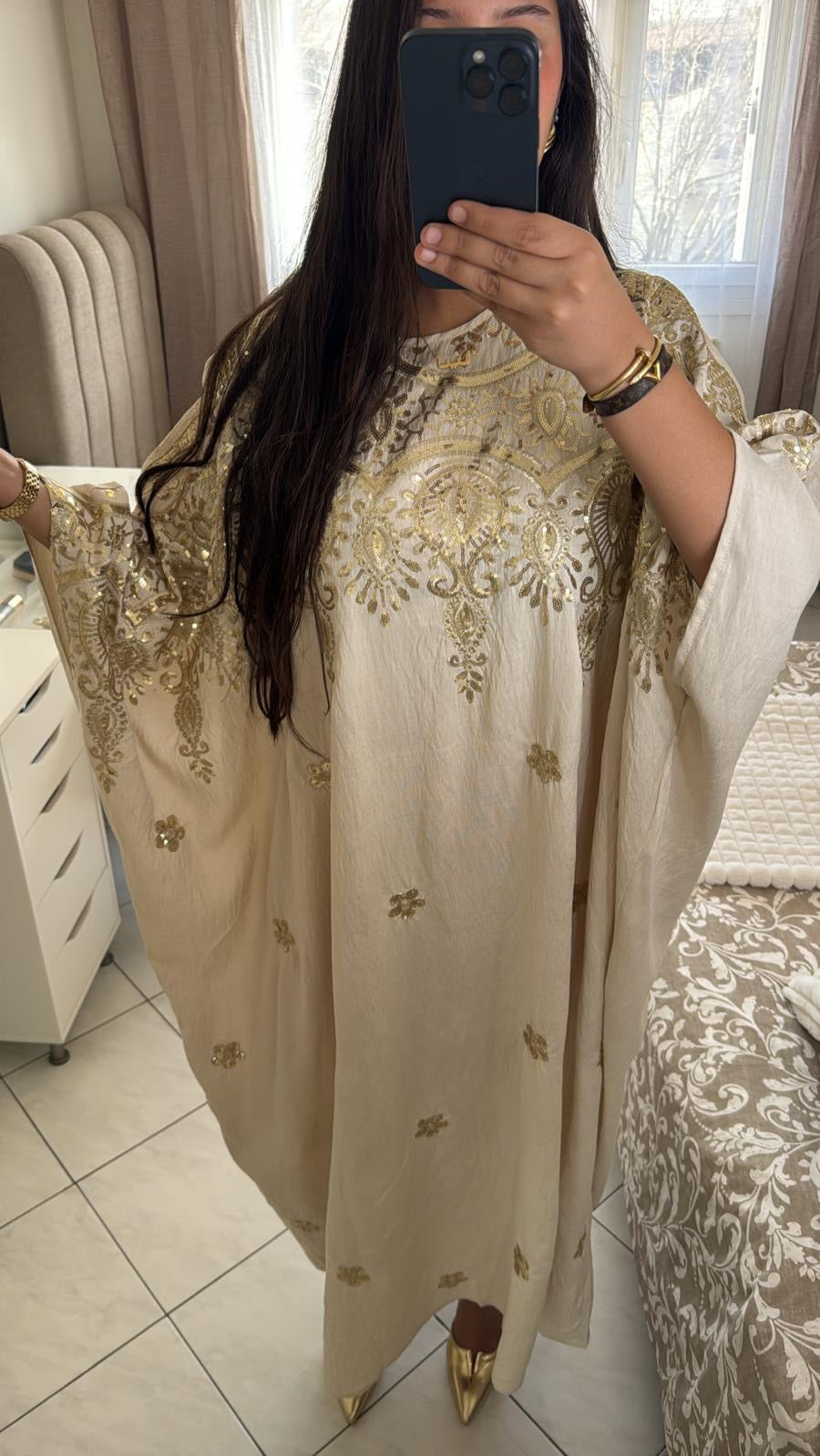 Abaya marwa beige crème