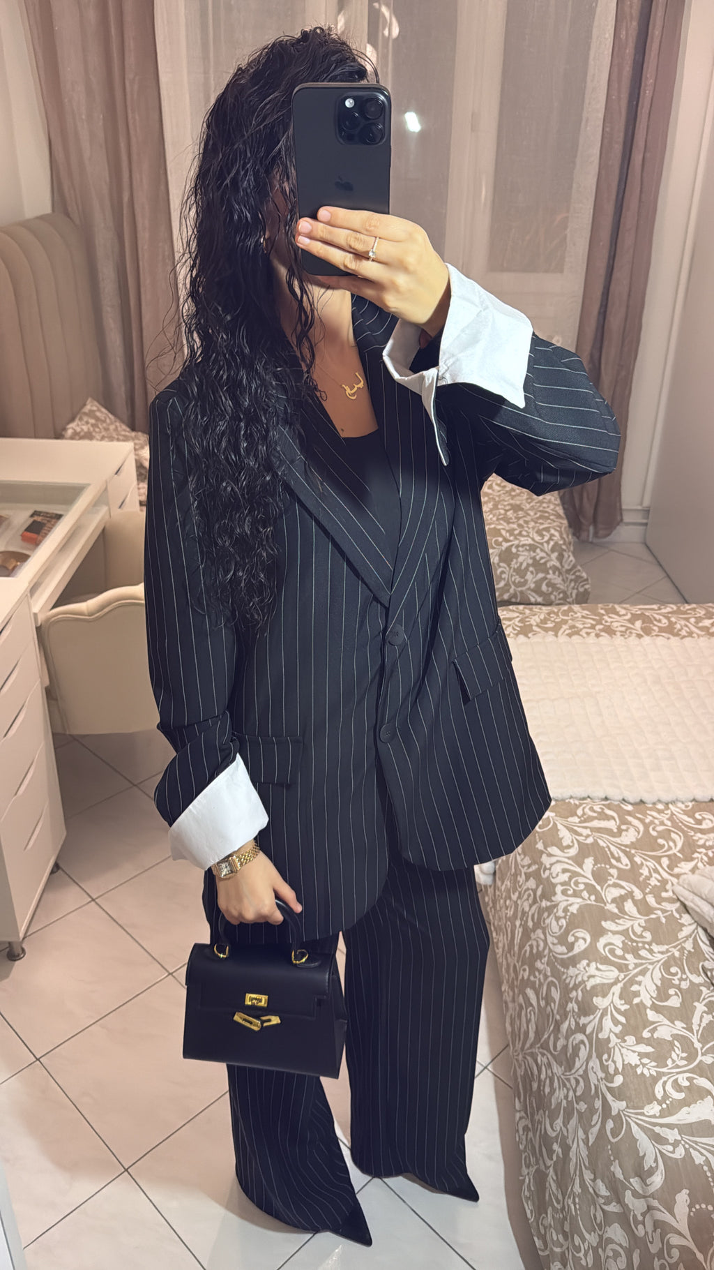 Ensemble blazer à rayure noir