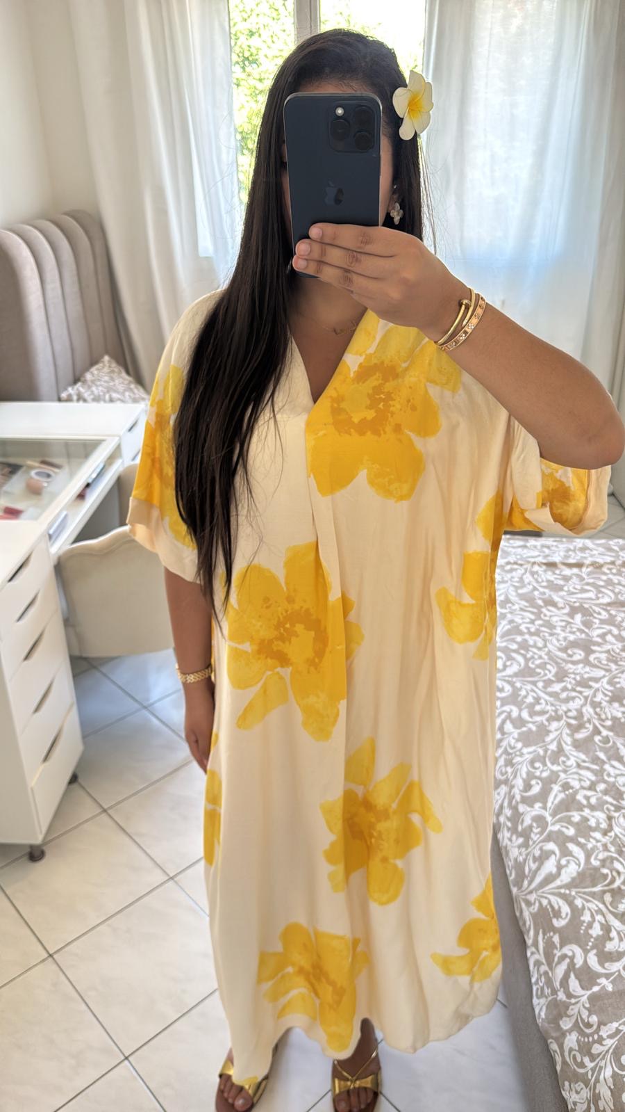 Robe florale jaune