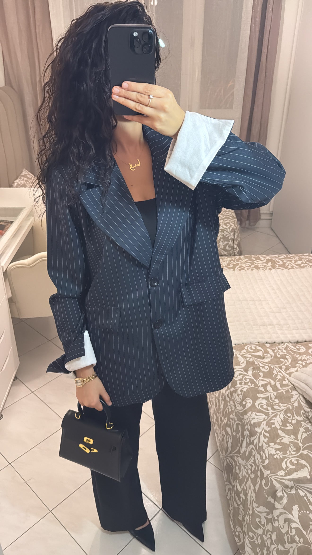 Blazer à rayure bleu marine