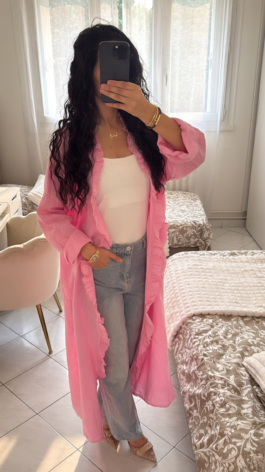 Gilet en lin rose